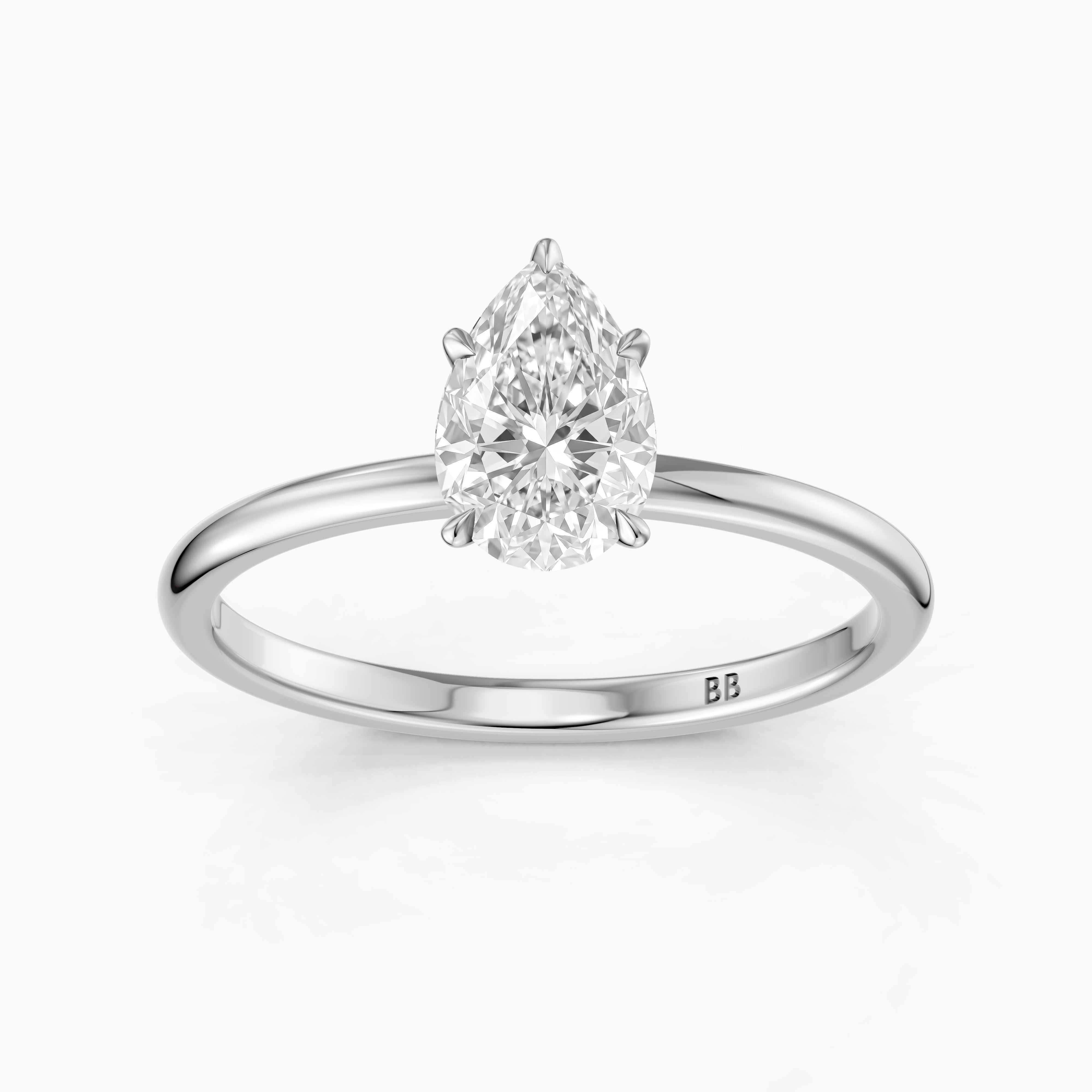 Jessica Pear Shape Hidden Halo Moissanite Diamond Ring