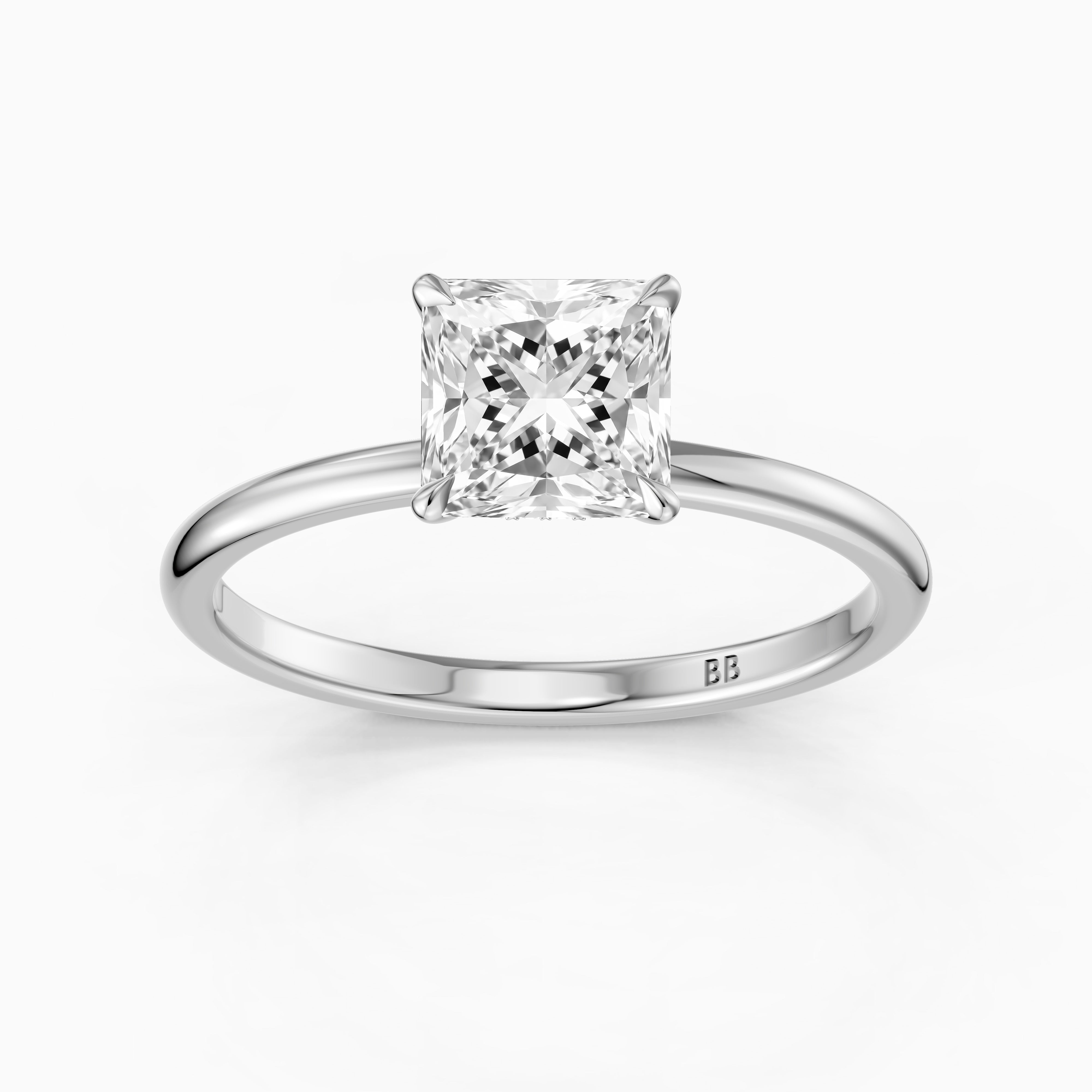 Nancy Princess Cut Hidden Halo Moissanite Diamond Ring
