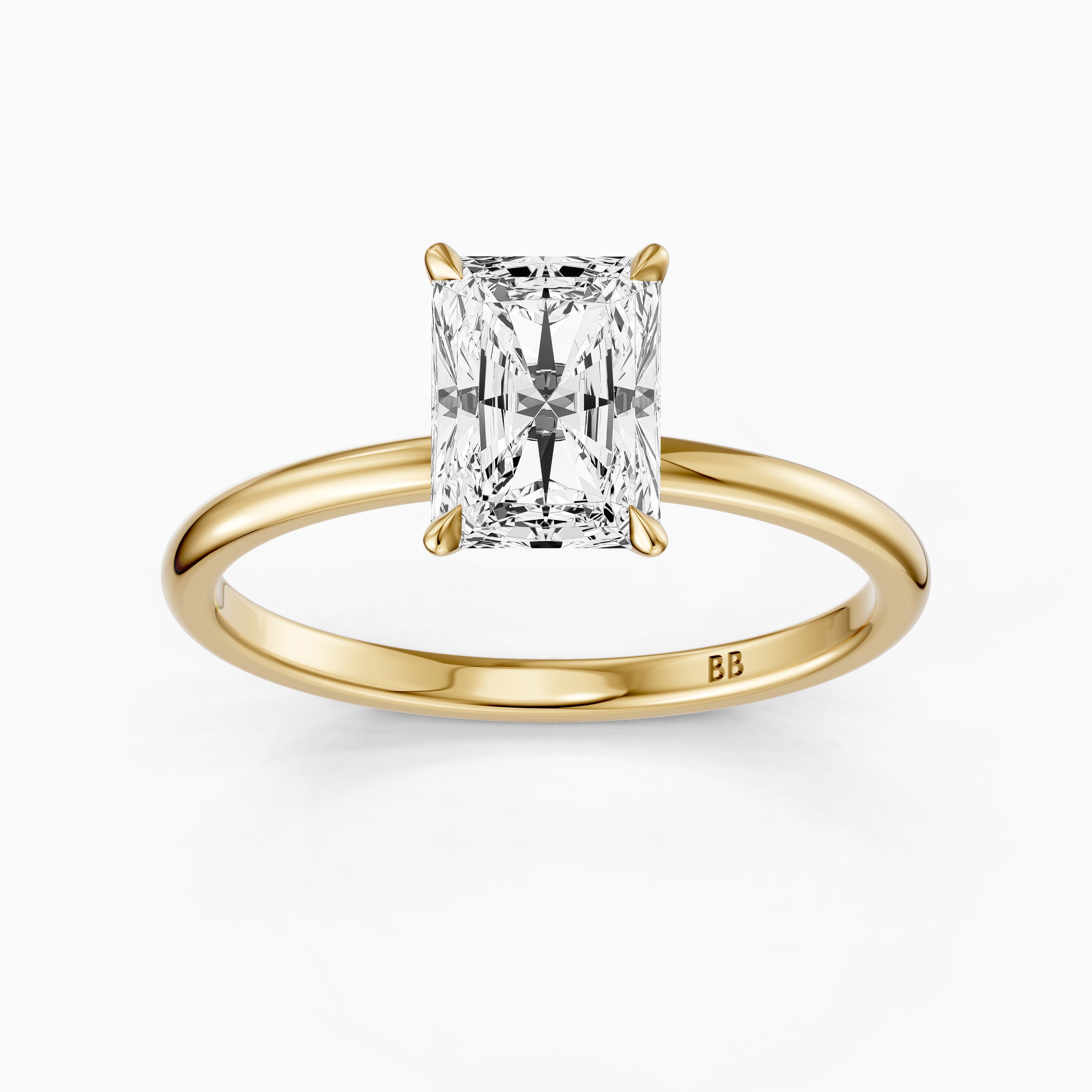 Eve Radiant Cut Hidden Halo Moissanite Diamond Engagement Ring