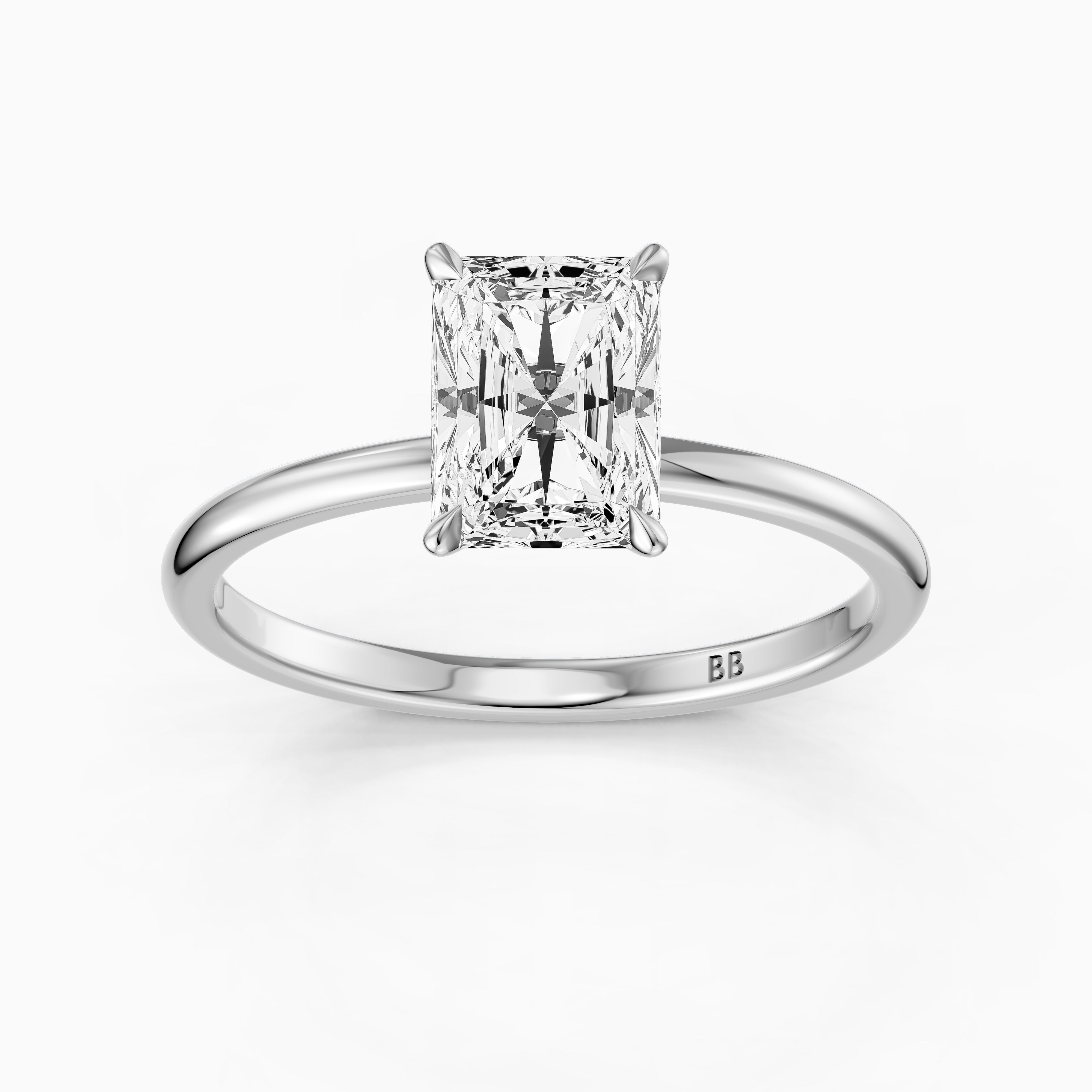 Eve Radiant Cut Hidden Halo Moissanite Diamond Engagement Ring