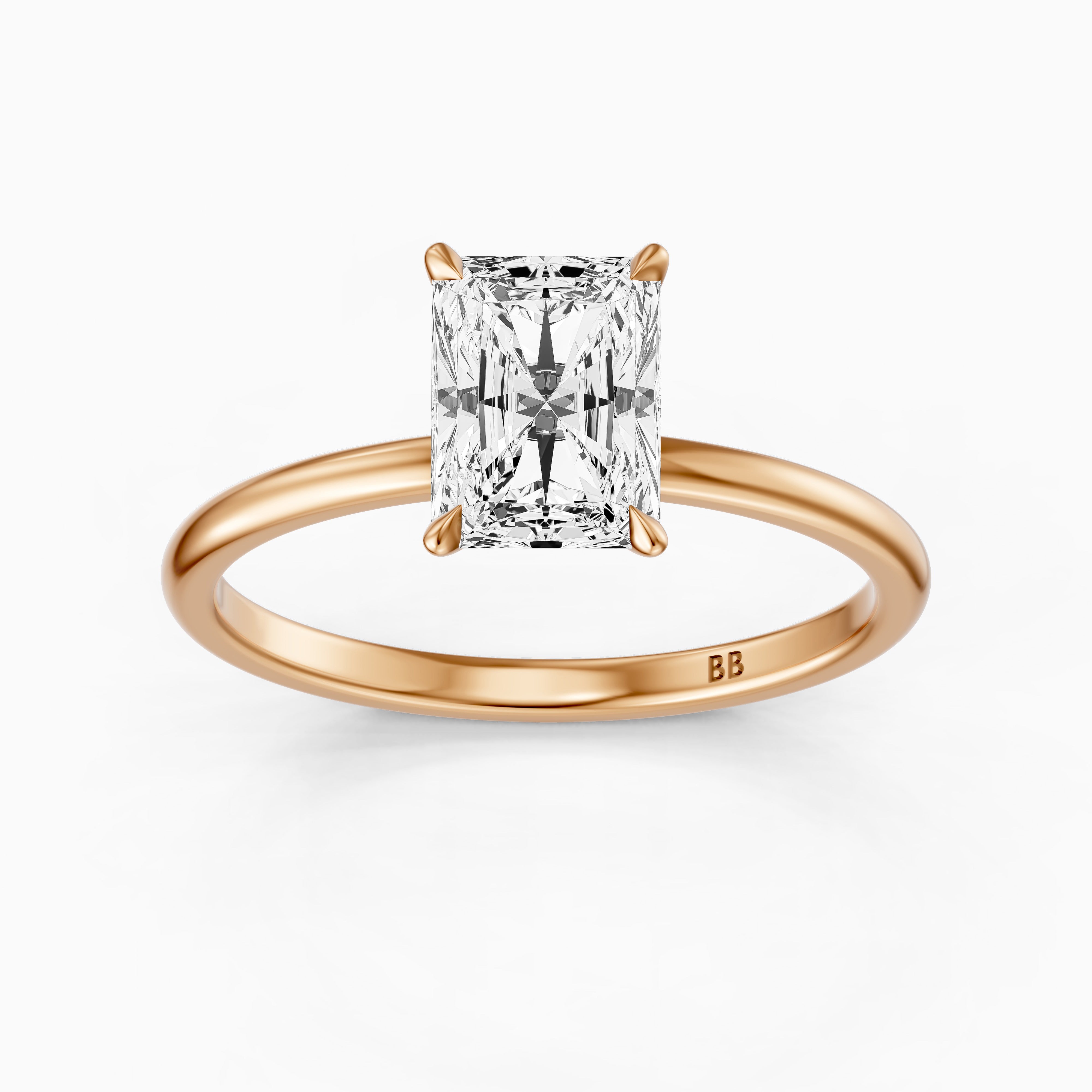 Eve Radiant Cut Hidden Halo Moissanite Diamond Engagement Ring