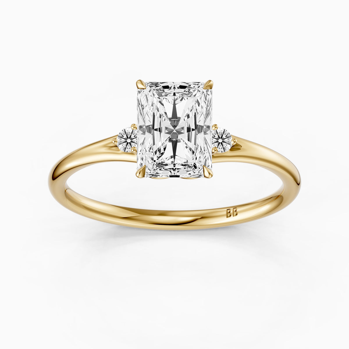 Lumi Radiant Cut Side Stone Sculptural Lab Grown Diamond Ring