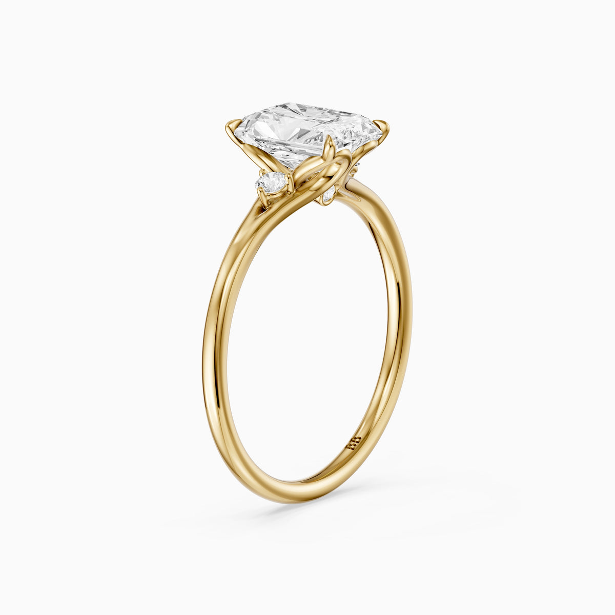 Lumi Radiant Cut Side Stone Sculptural Lab Grown Diamond Ring