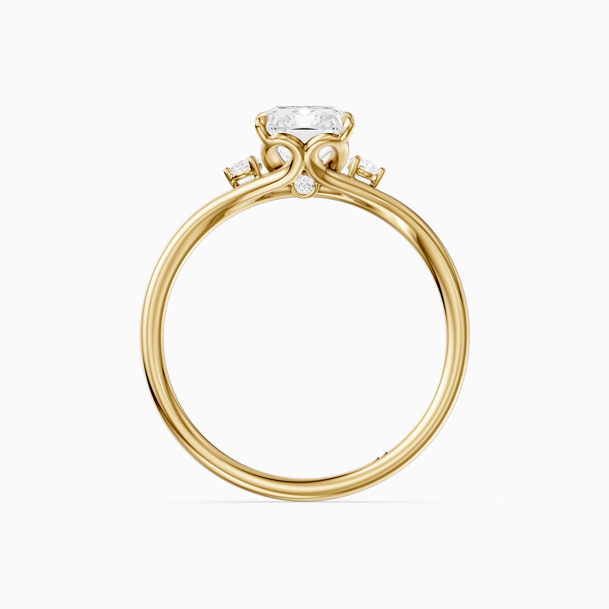 Lumi Radiant Cut Side Stone Sculptural Lab Grown Diamond Ring