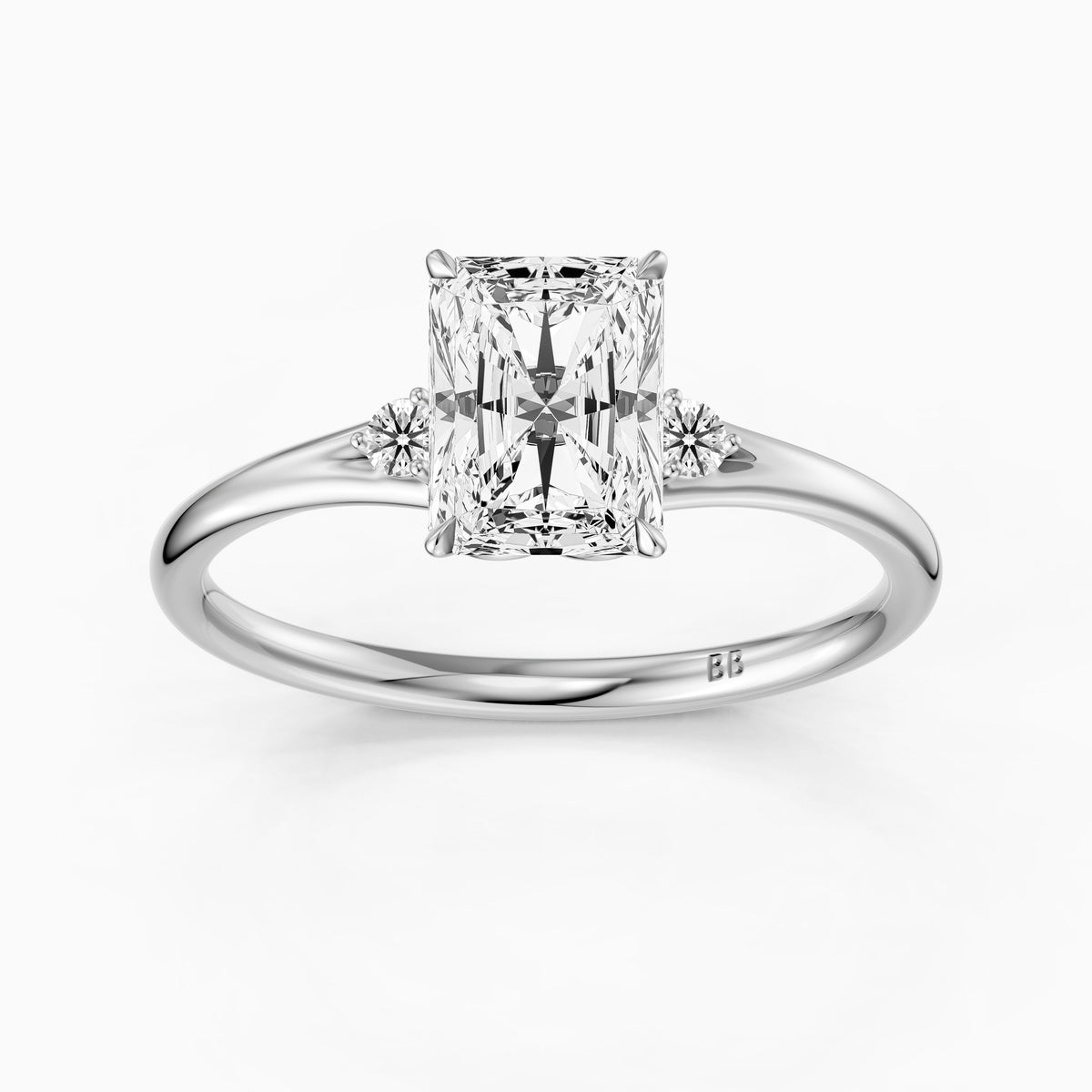 Lumi Radiant Cut Side Stone Sculptural Lab Grown Diamond Ring