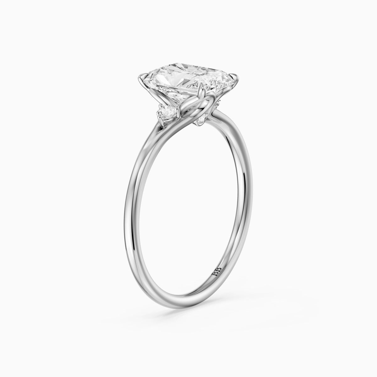 Lumi Radiant Cut Side Stone Sculptural Lab Grown Diamond Ring
