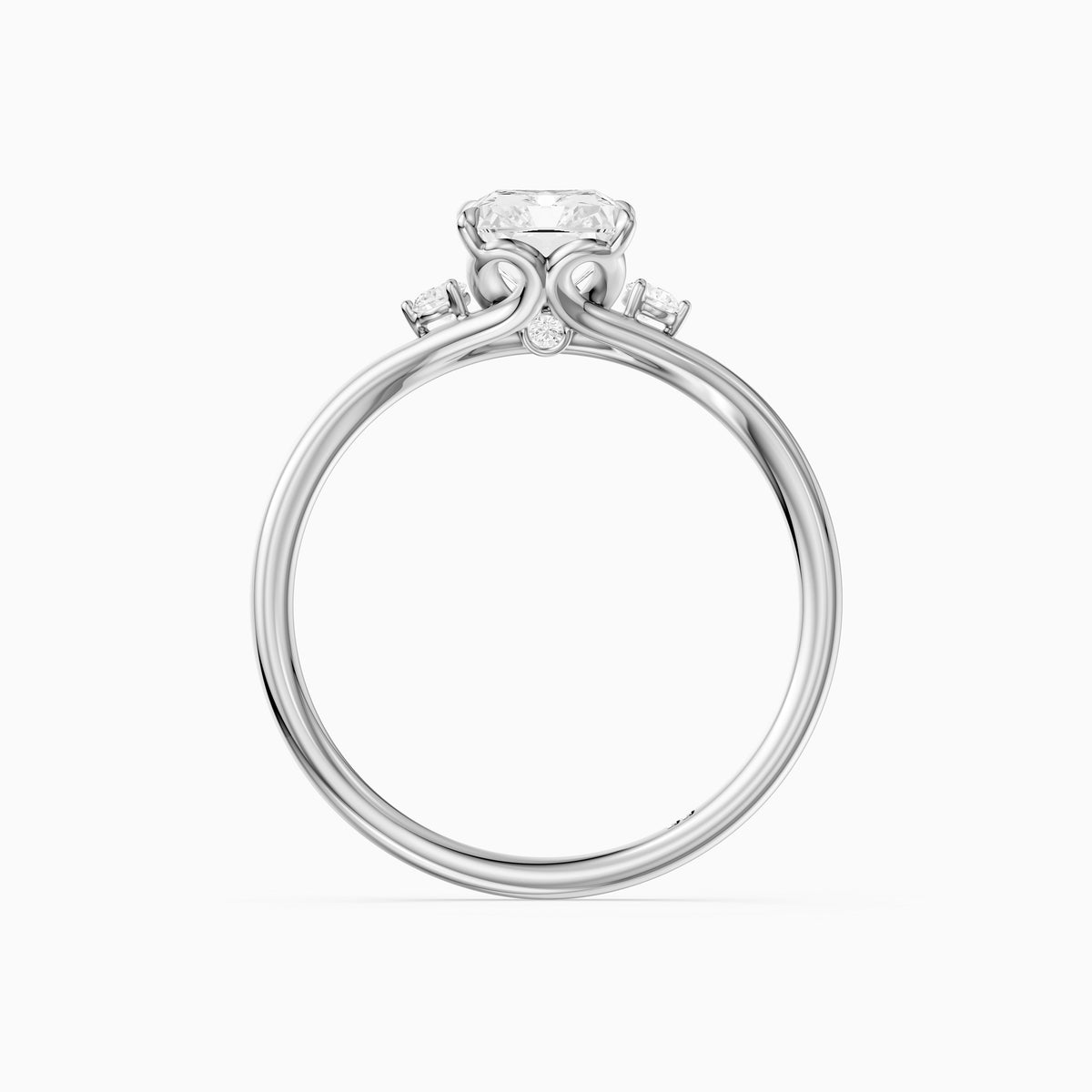 Lumi Radiant Cut Side Stone Sculptural Lab Grown Diamond Ring