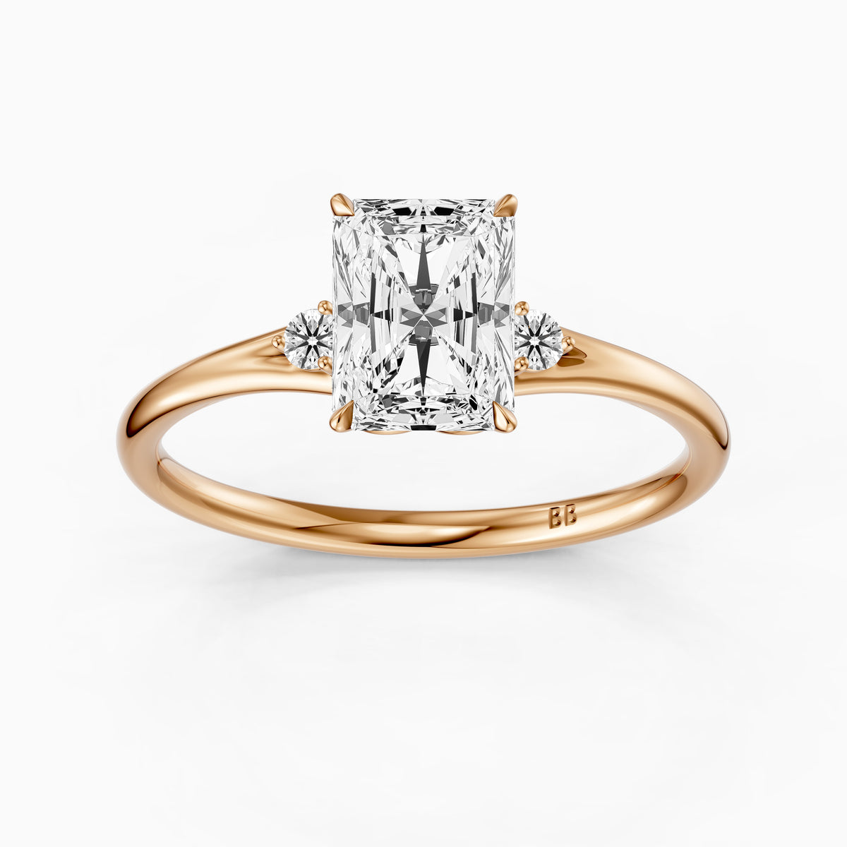 Lumi Radiant Cut Side Stone Sculptural Lab Grown Diamond Ring