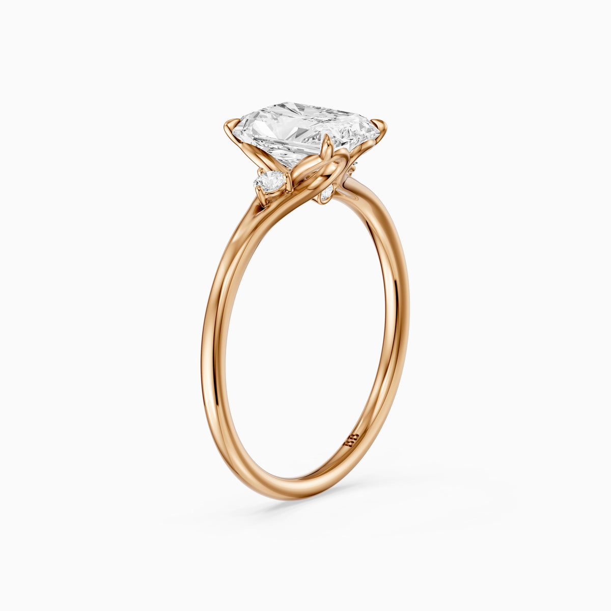 Lumi Radiant Cut Side Stone Sculptural Lab Grown Diamond Ring