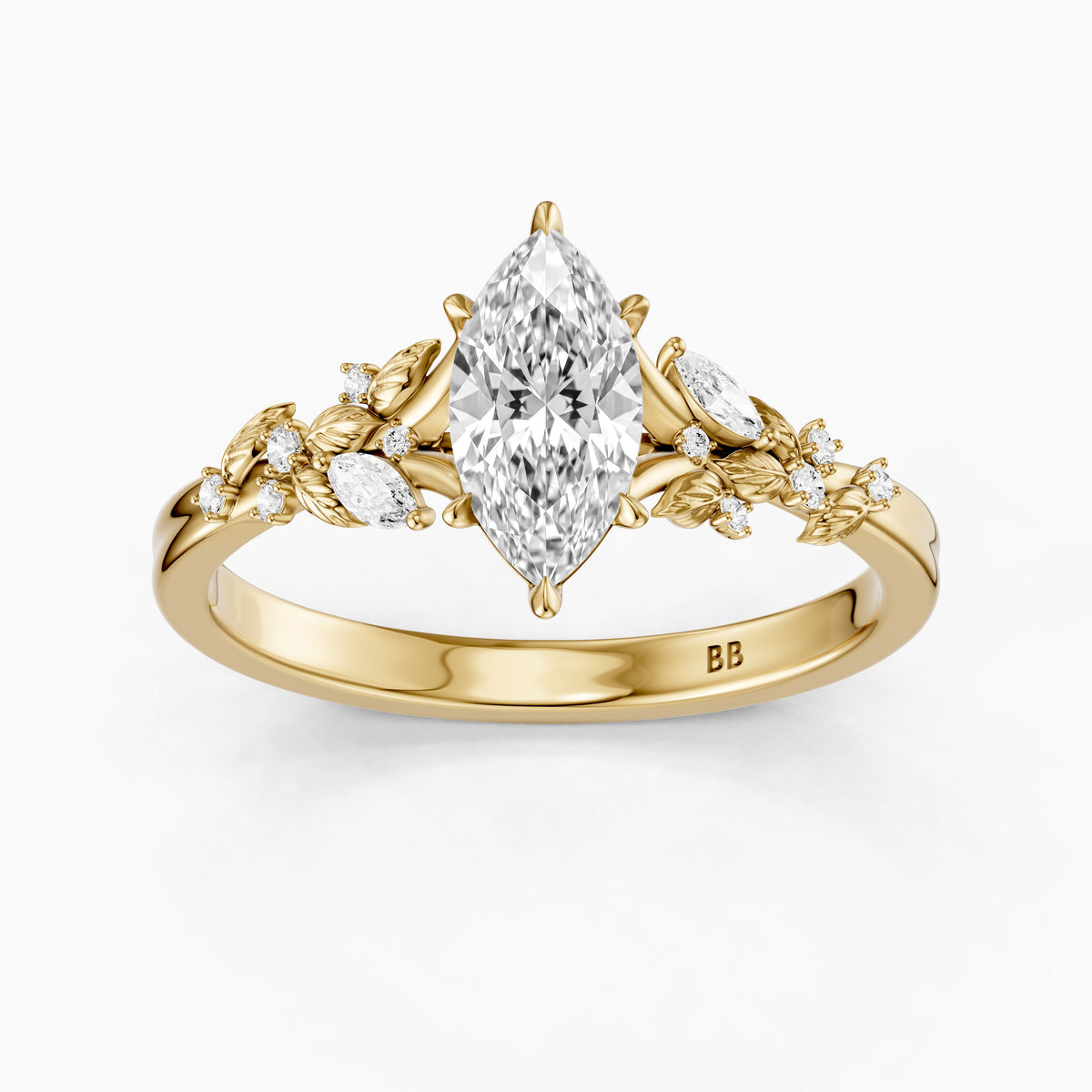 Nola Nature-Inspired Marquise Cut Lab Grown Diamond Split Shank Engagement Ring