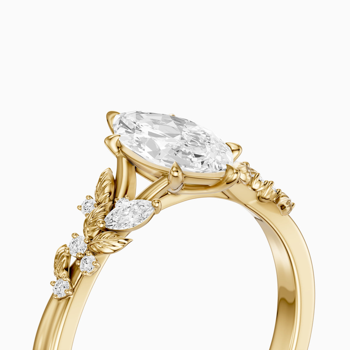 Nola Nature-Inspired Marquise Cut Lab Grown Diamond Split Shank Engagement Ring