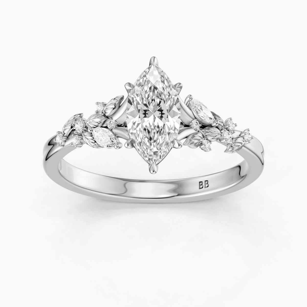 Nola Nature-Inspired Marquise Cut Lab Grown Diamond Split Shank Engagement Ring