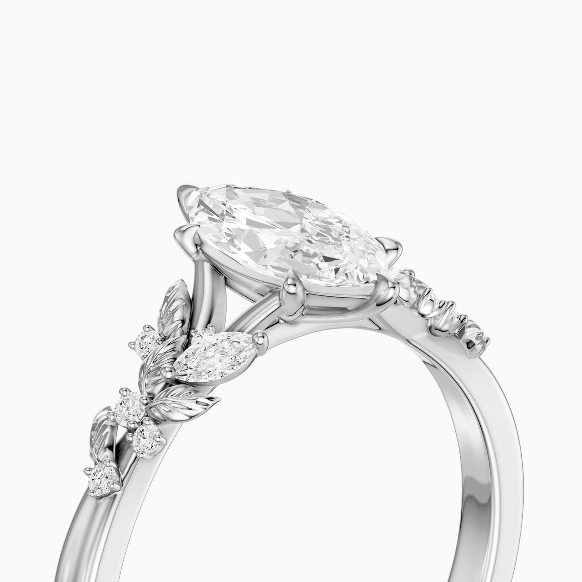 Nola Nature-Inspired Marquise Cut Lab Grown Diamond Split Shank Engagement Ring