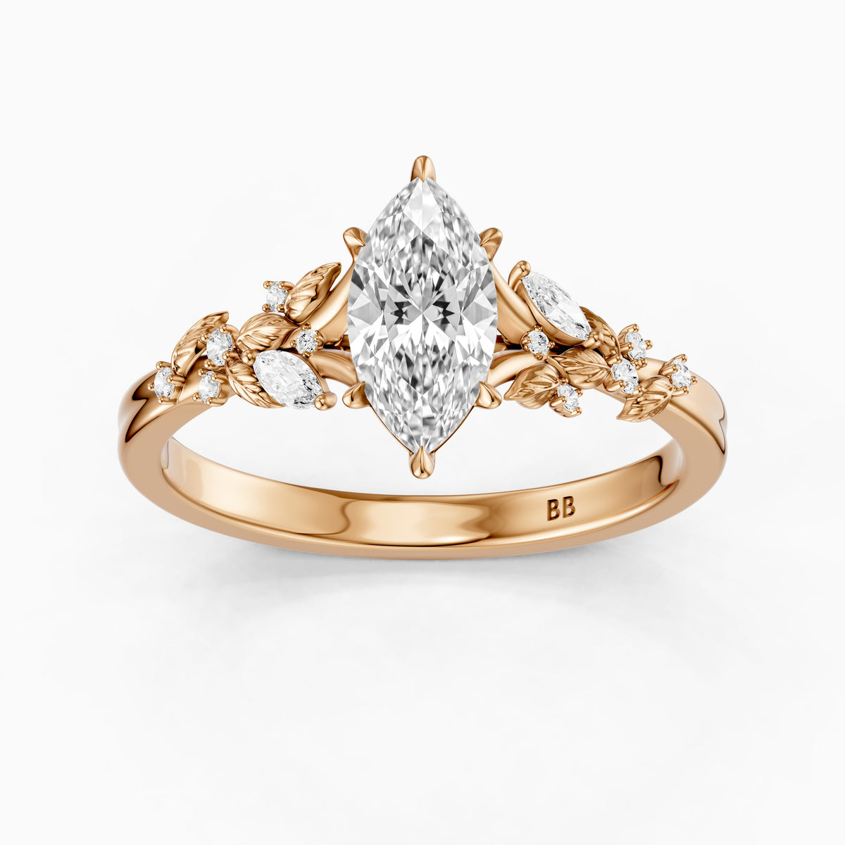 Nola Nature-Inspired Marquise Cut Lab Grown Diamond Split Shank Engagement Ring