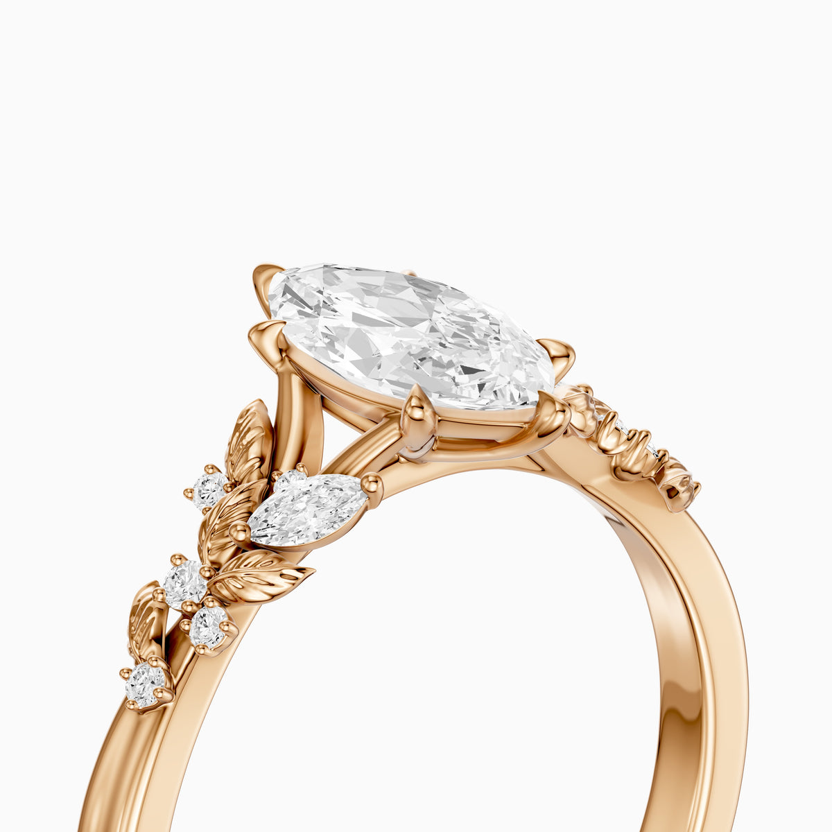 Nola Nature-Inspired Marquise Cut Lab Grown Diamond Split Shank Engagement Ring
