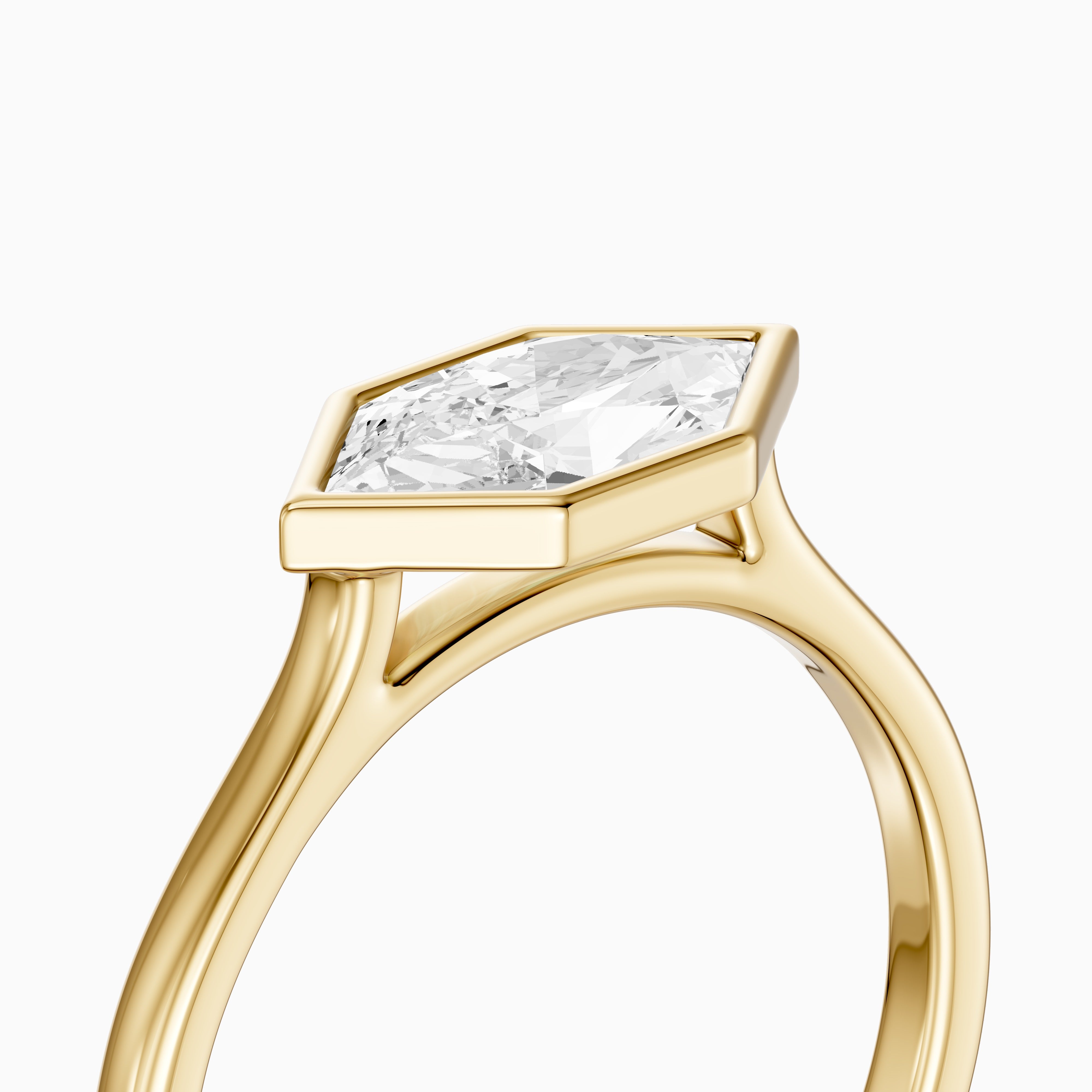 Aira East West Dutch Marquise Moissanite Diamond Bezel Ring