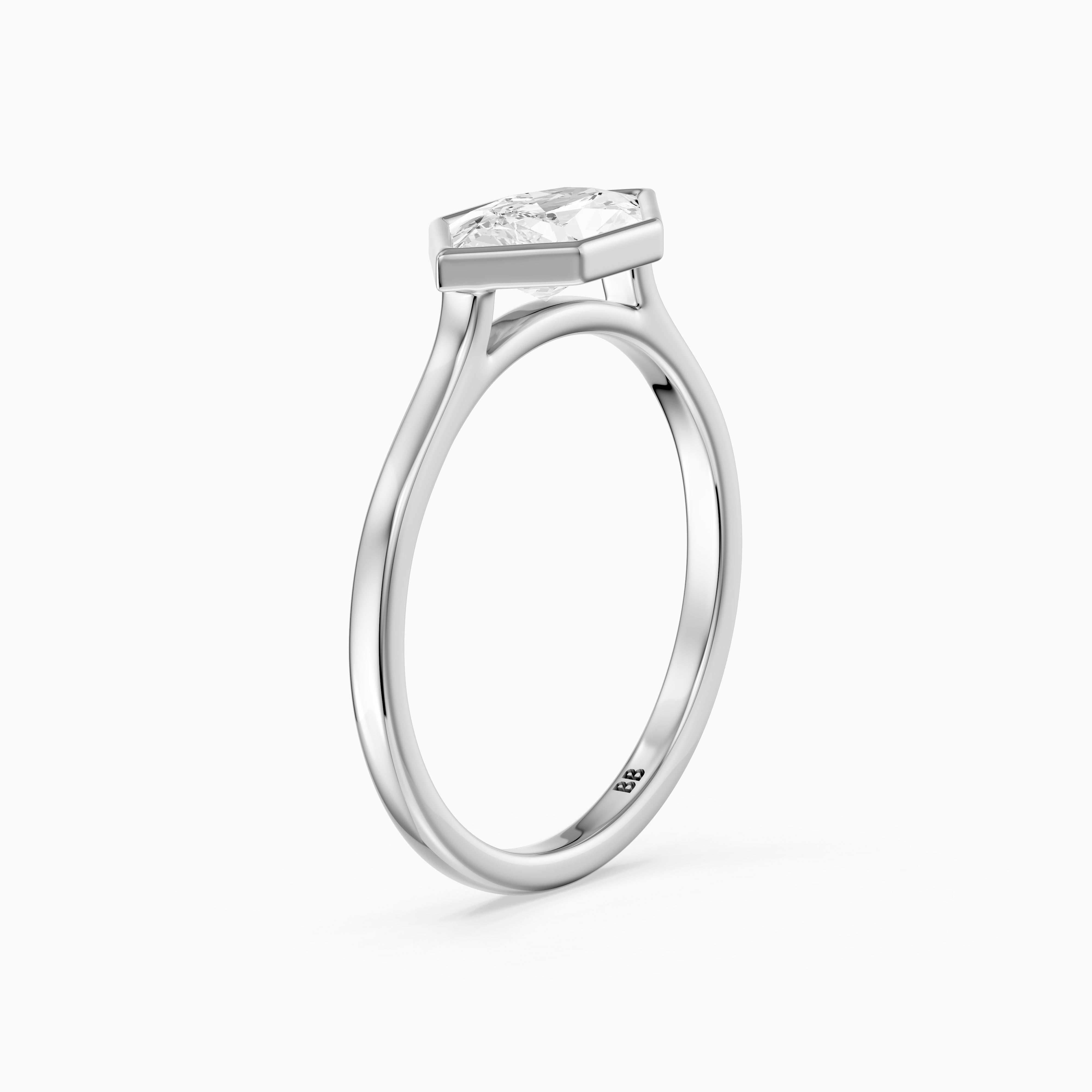 Aira East West Dutch Marquise Moissanite Diamond Bezel Ring