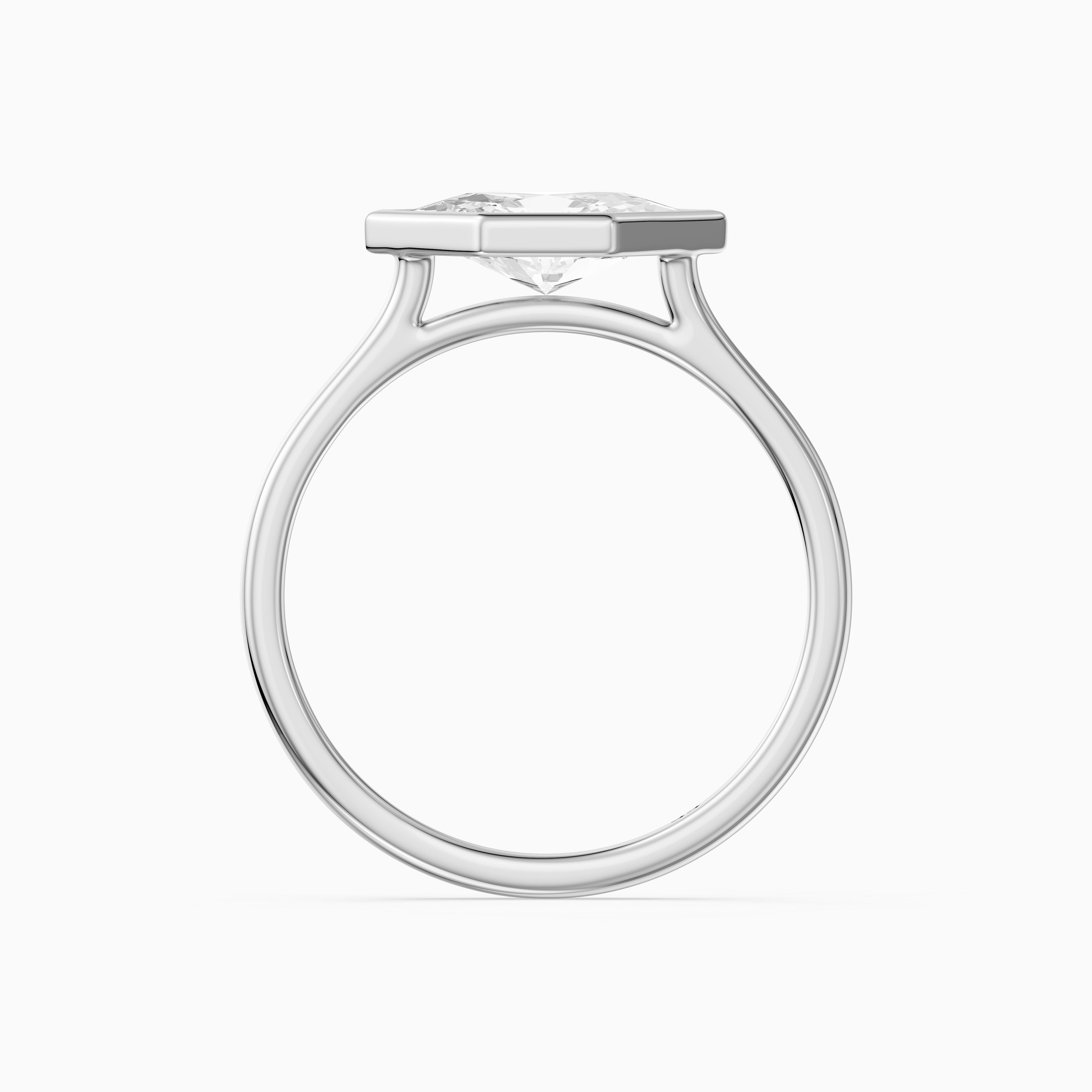 Aira East West Dutch Marquise Moissanite Diamond Bezel Ring