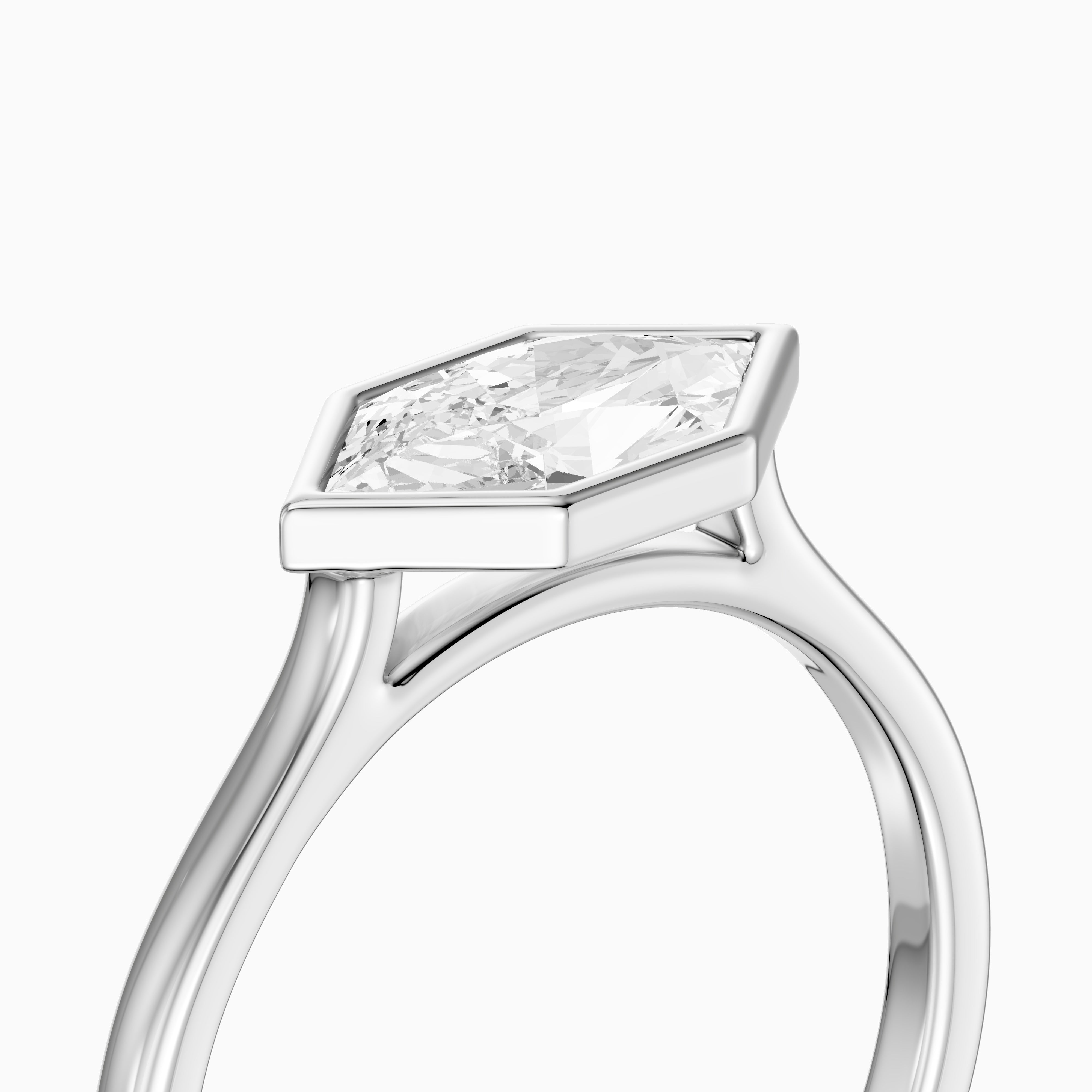 Aira East West Dutch Marquise Moissanite Diamond Bezel Ring