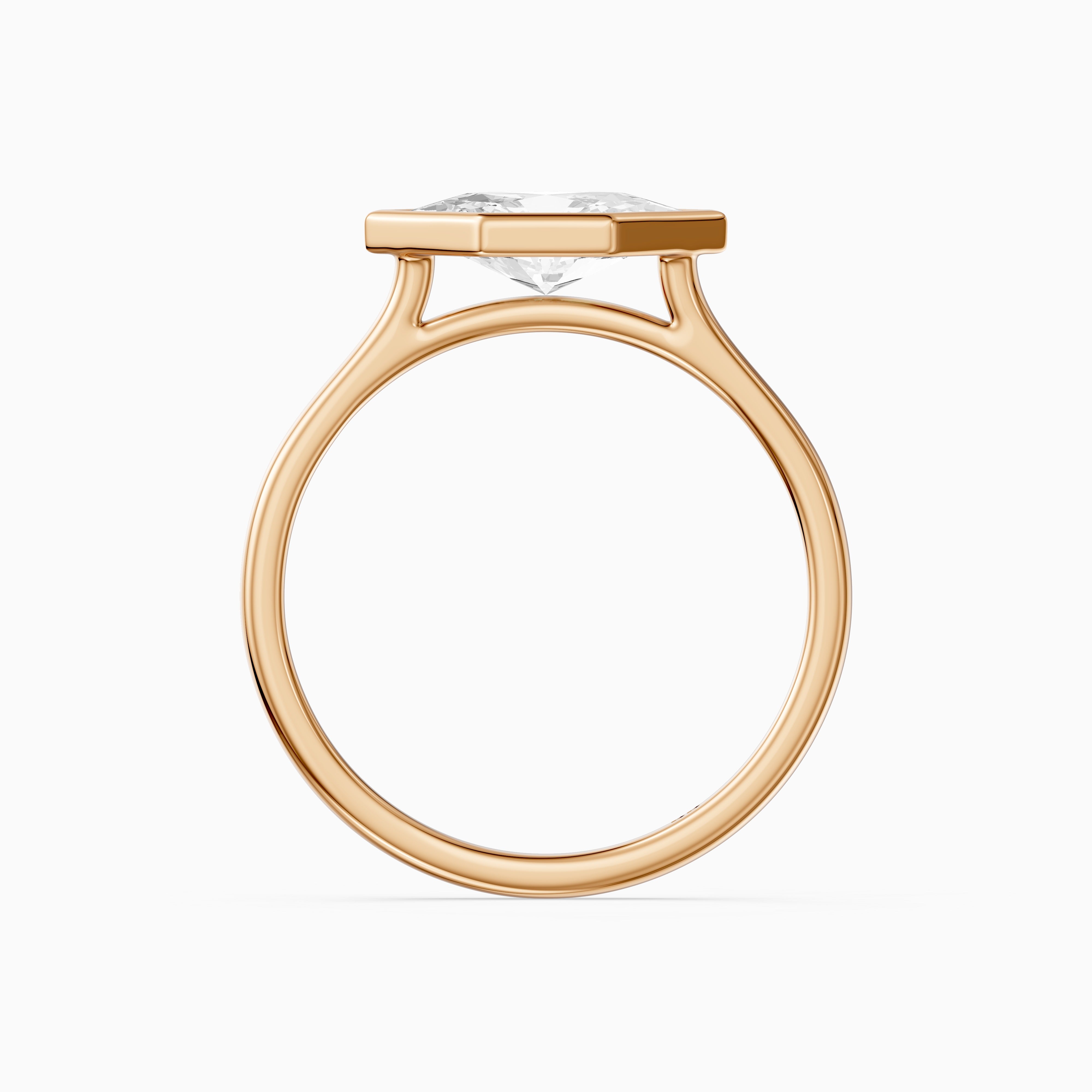 Aira East West Dutch Marquise Moissanite Diamond Bezel Ring