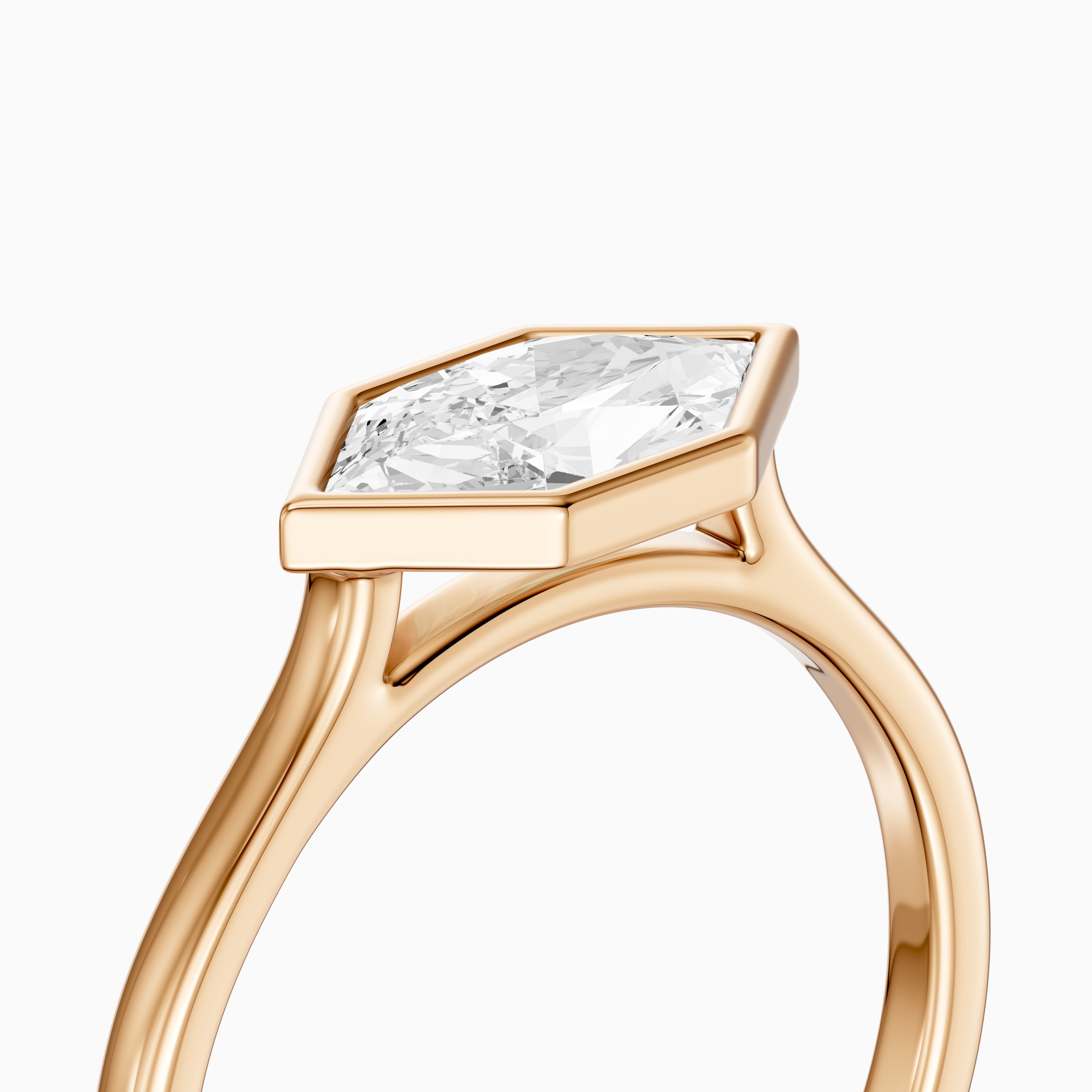 Aira East West Dutch Marquise Moissanite Diamond Bezel Ring