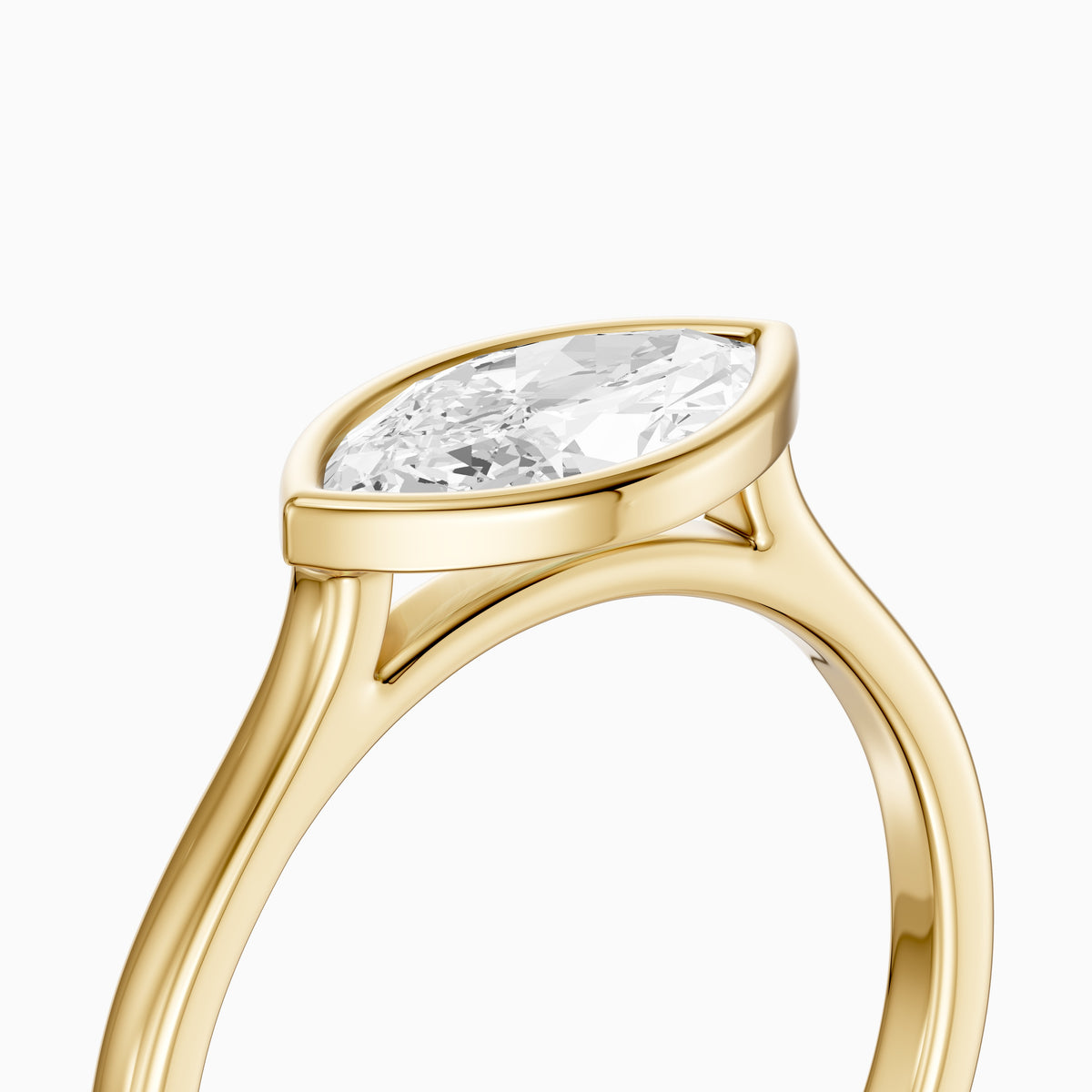 Mira East-West Marquise Bezel Set Moissanite Diamond Engagement Ring