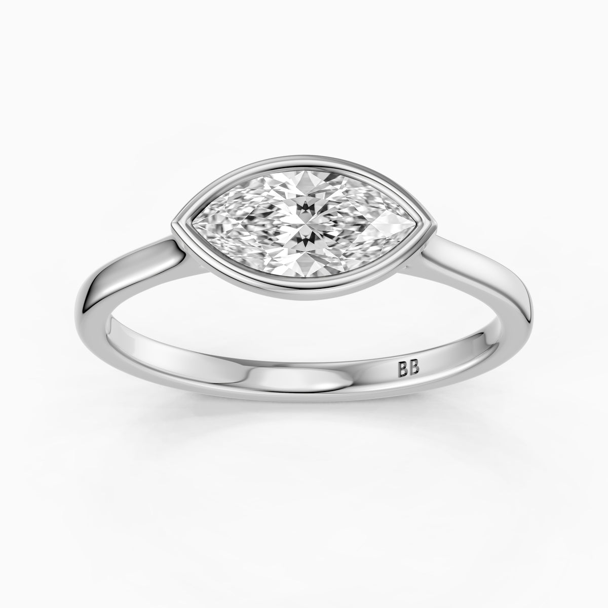 Mira East-West Marquise Bezel Set Moissanite Diamond Engagement Ring