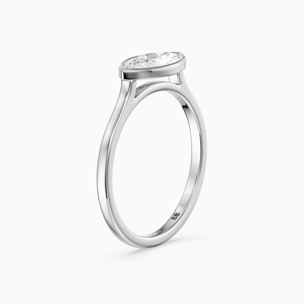 Mira East-West Marquise Bezel Set Moissanite Diamond Engagement Ring