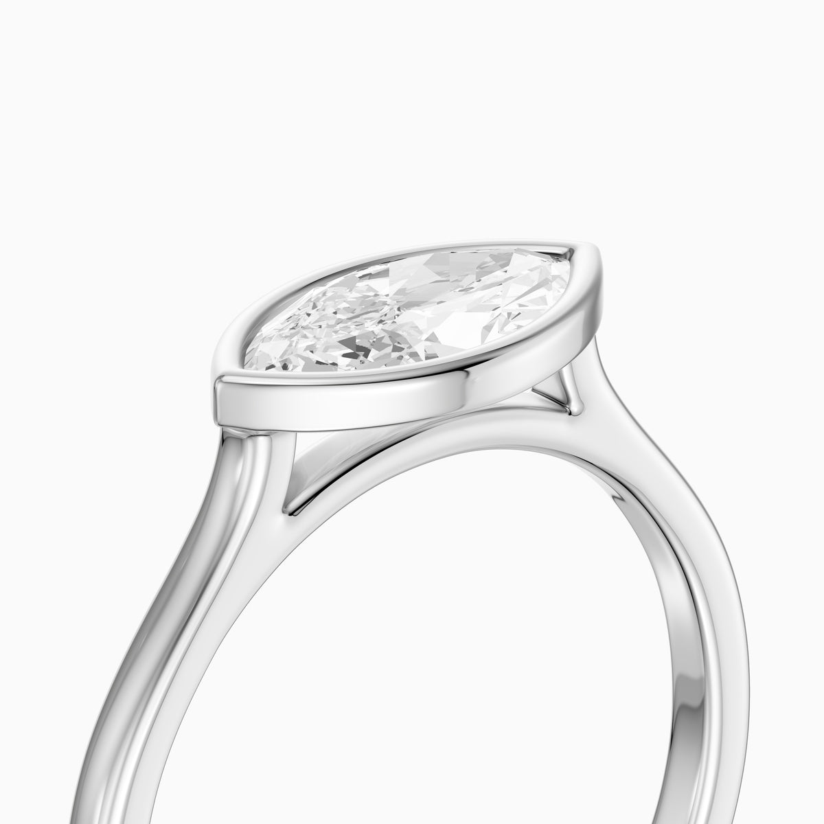Mira East-West Marquise Bezel Set Moissanite Diamond Engagement Ring