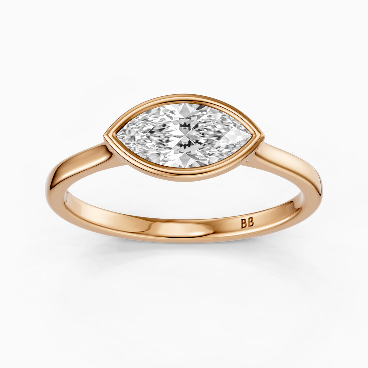 Mira East-West Marquise Bezel Set Moissanite Diamond Engagement Ring