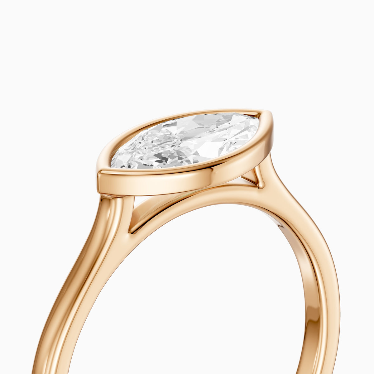 Mira East-West Marquise Bezel Set Moissanite Diamond Engagement Ring