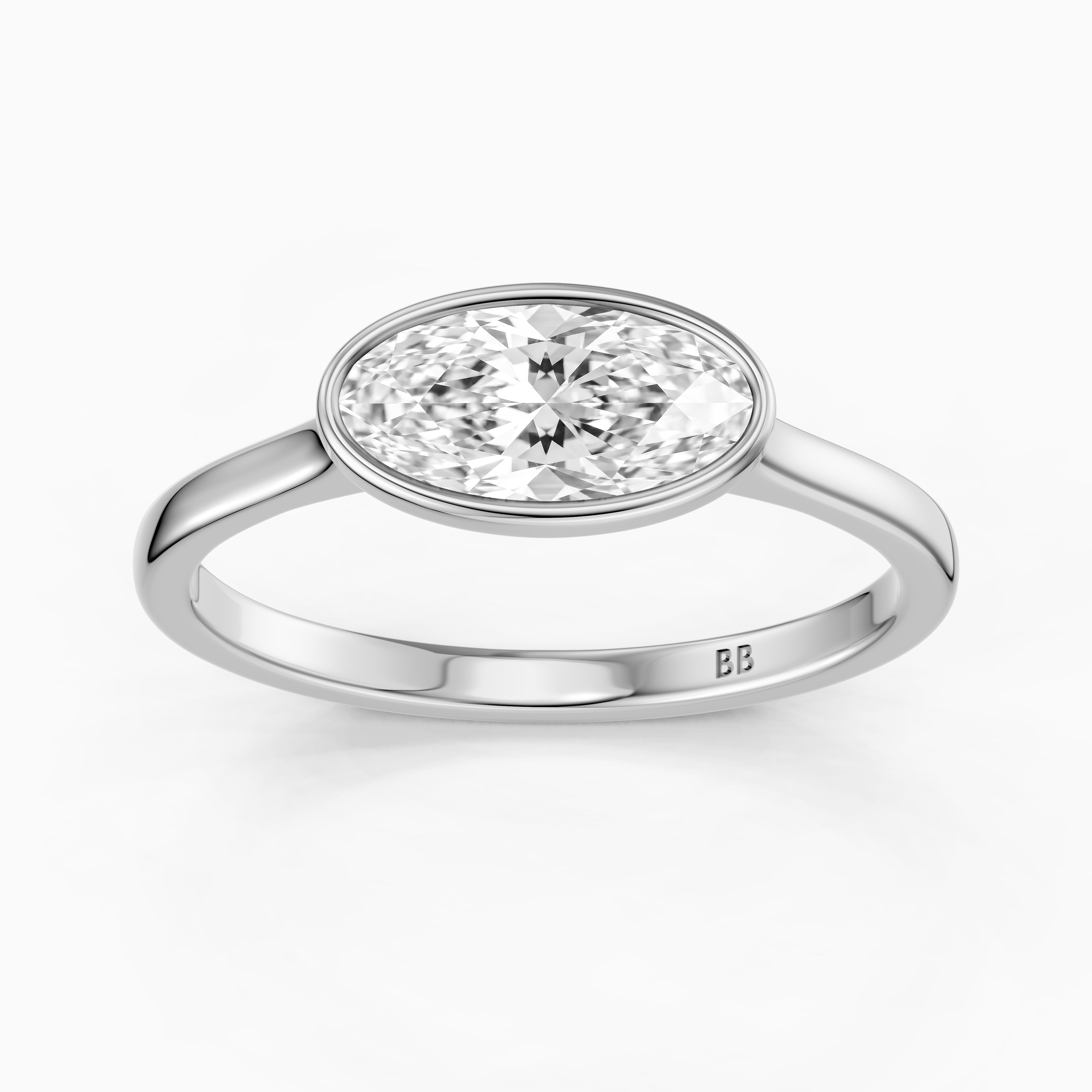 Madeline East West Moval Bezel Set Lab Grown Diamond Ring