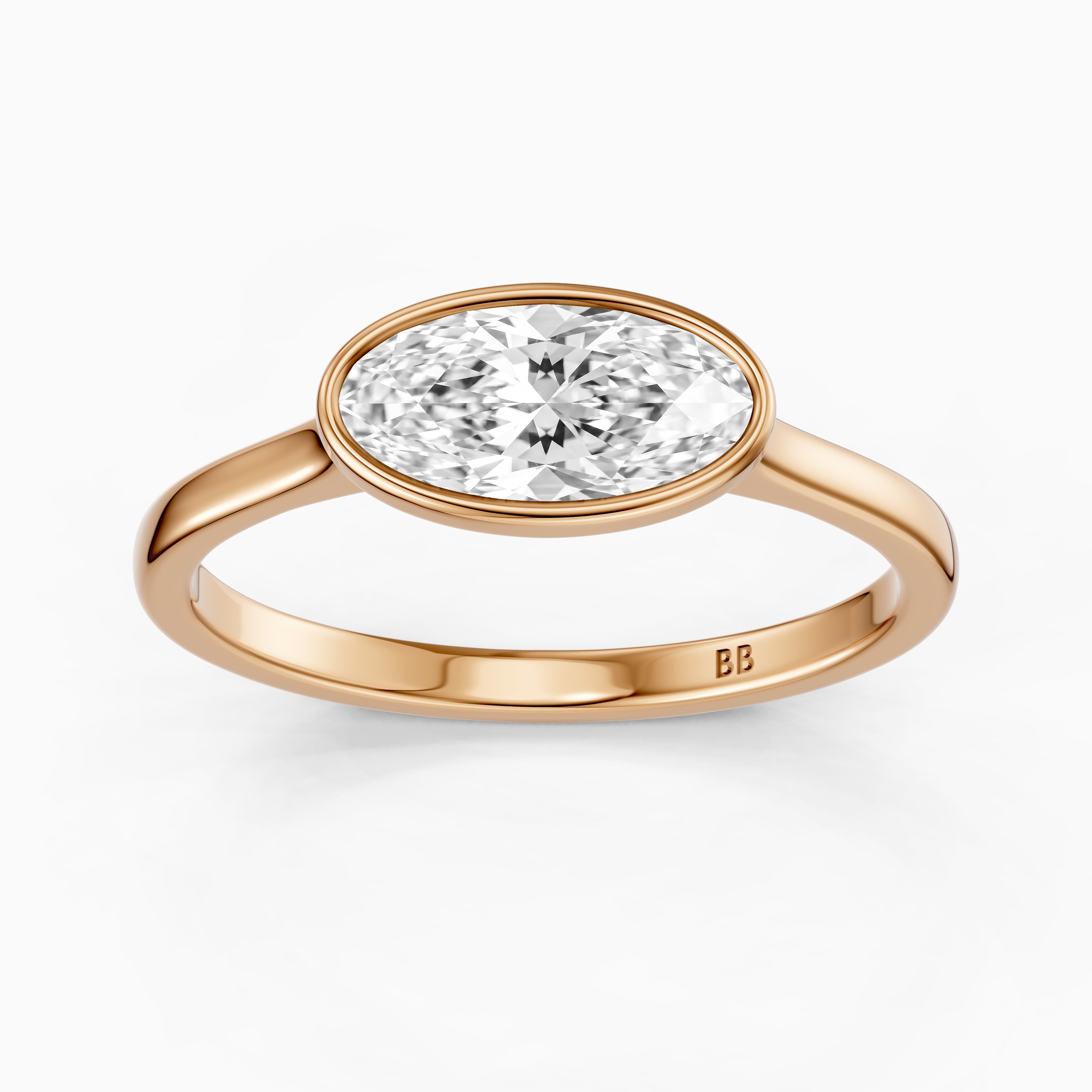 Madeline East West Moval Bezel Set Lab Grown Diamond Ring
