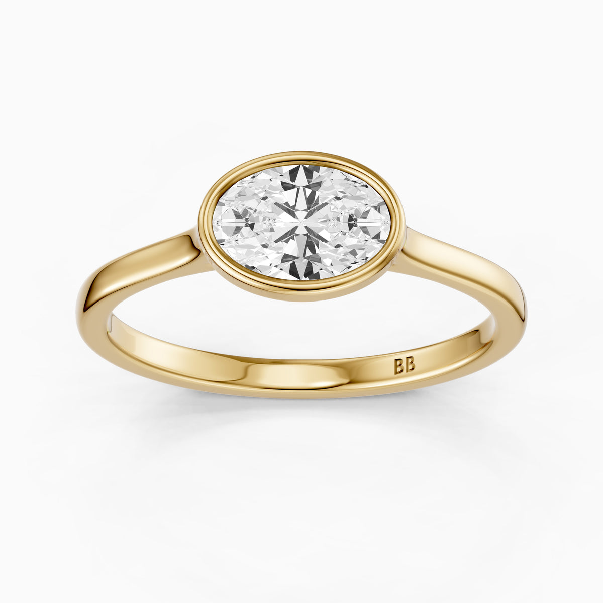 Riva East-West Oval Bezel Set Lab Grown Diamond Engagement Ring