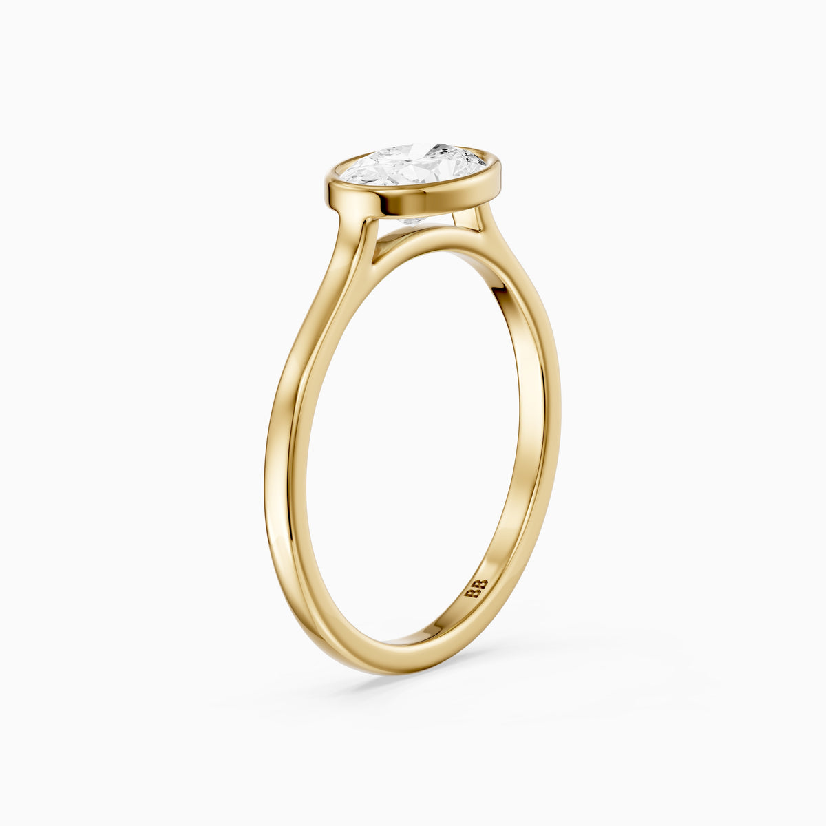 Riva East-West Oval Bezel Set Lab Grown Diamond Engagement Ring