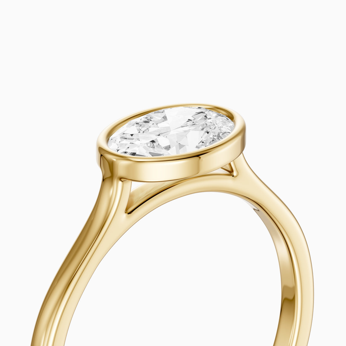 Riva East-West Oval Bezel Set Lab Grown Diamond Engagement Ring