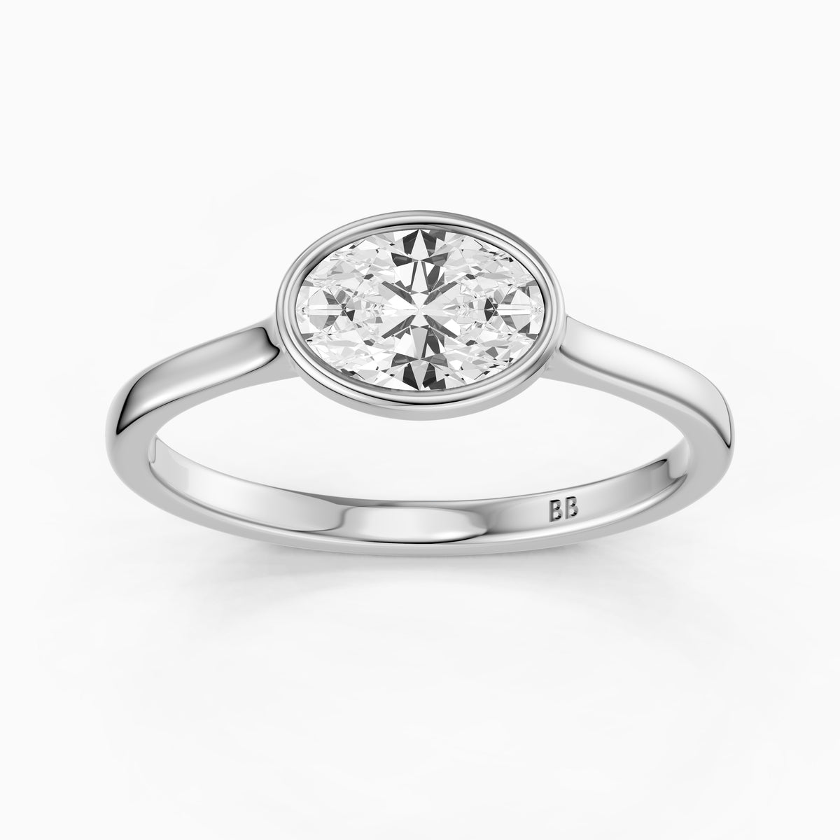 Riva East-West Oval Bezel Set Lab Grown Diamond Engagement Ring