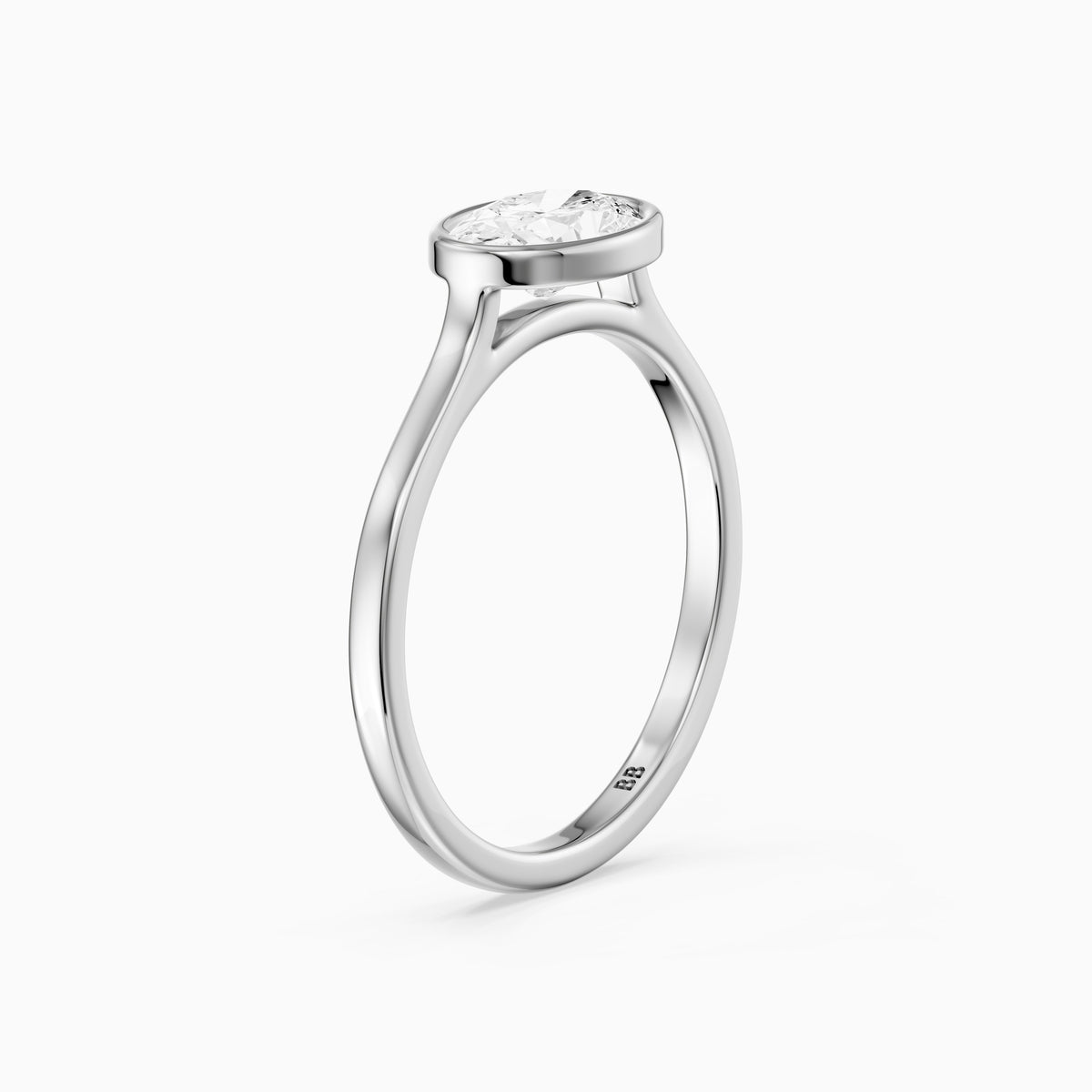 Riva East-West Oval Bezel Set Lab Grown Diamond Engagement Ring