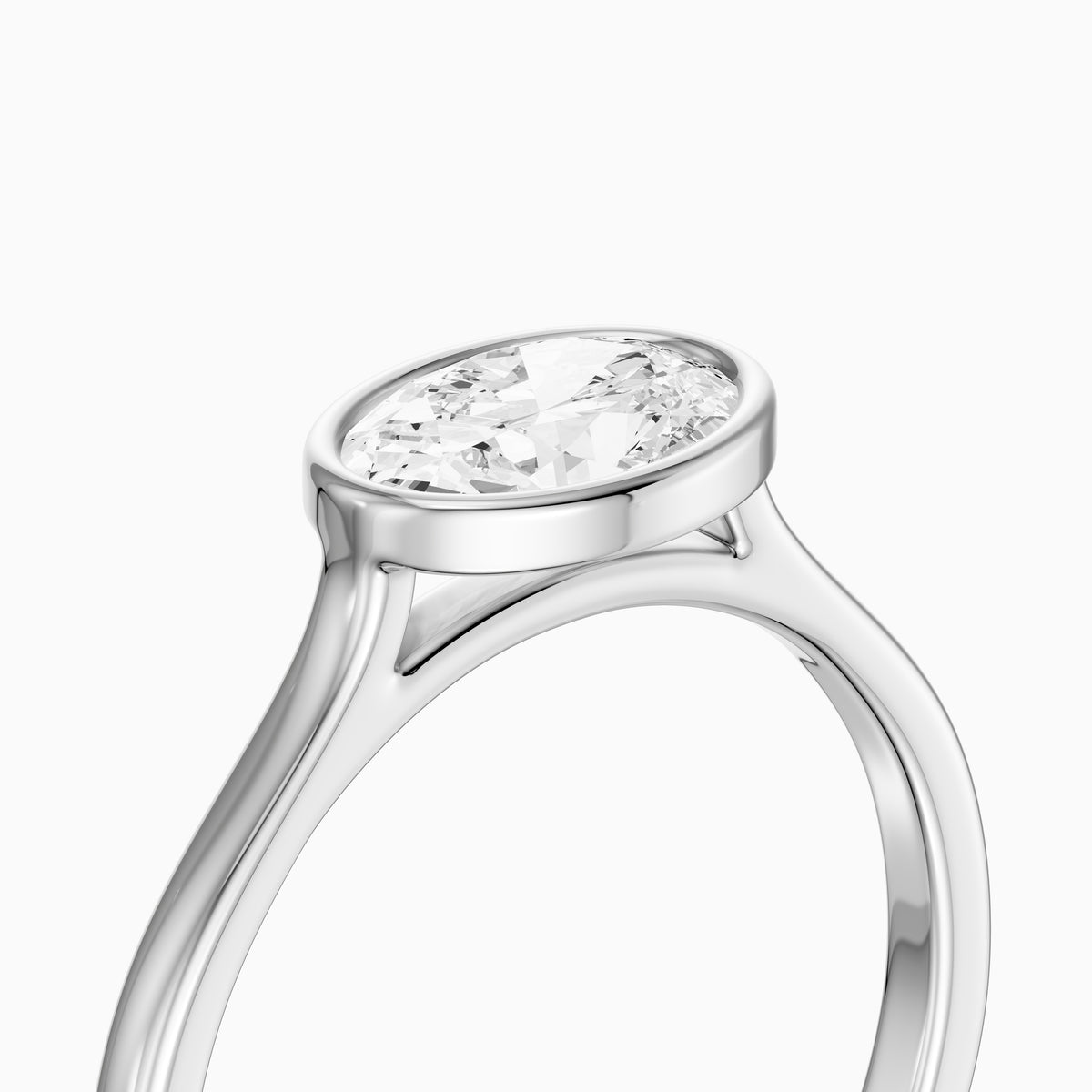 Riva East-West Oval Bezel Set Lab Grown Diamond Engagement Ring