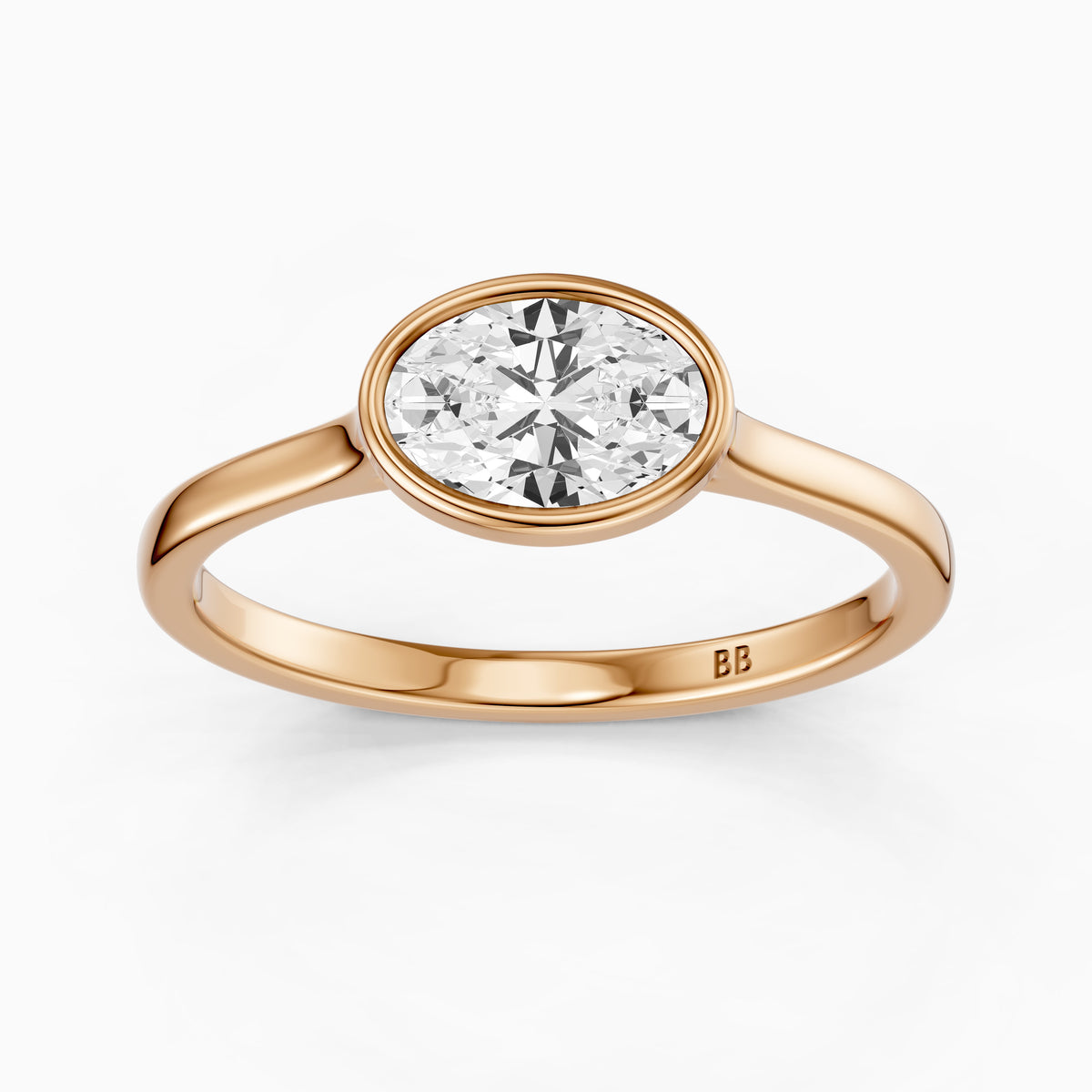 Riva East-West Oval Bezel Set Lab Grown Diamond Engagement Ring