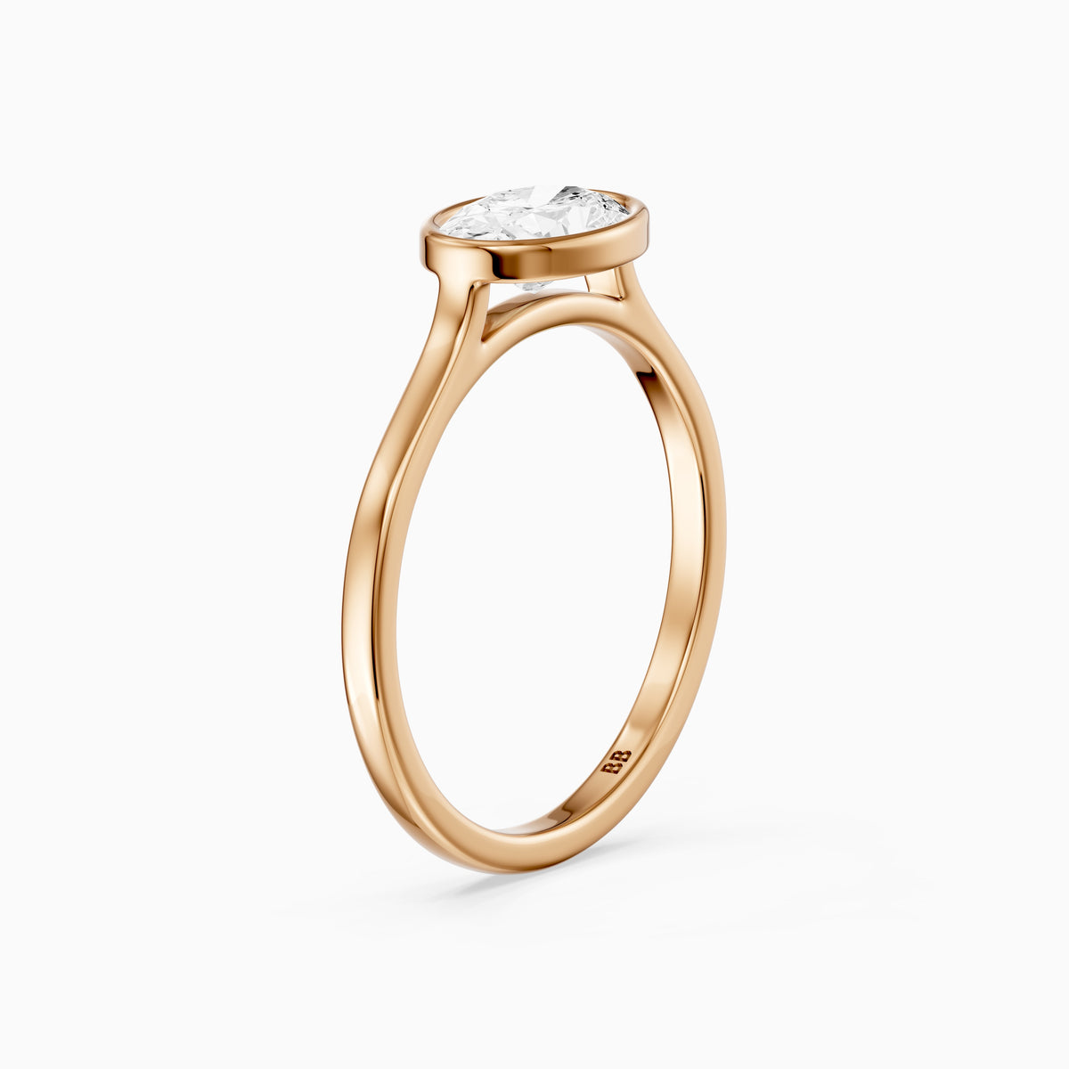 Riva East-West Oval Bezel Set Lab Grown Diamond Engagement Ring