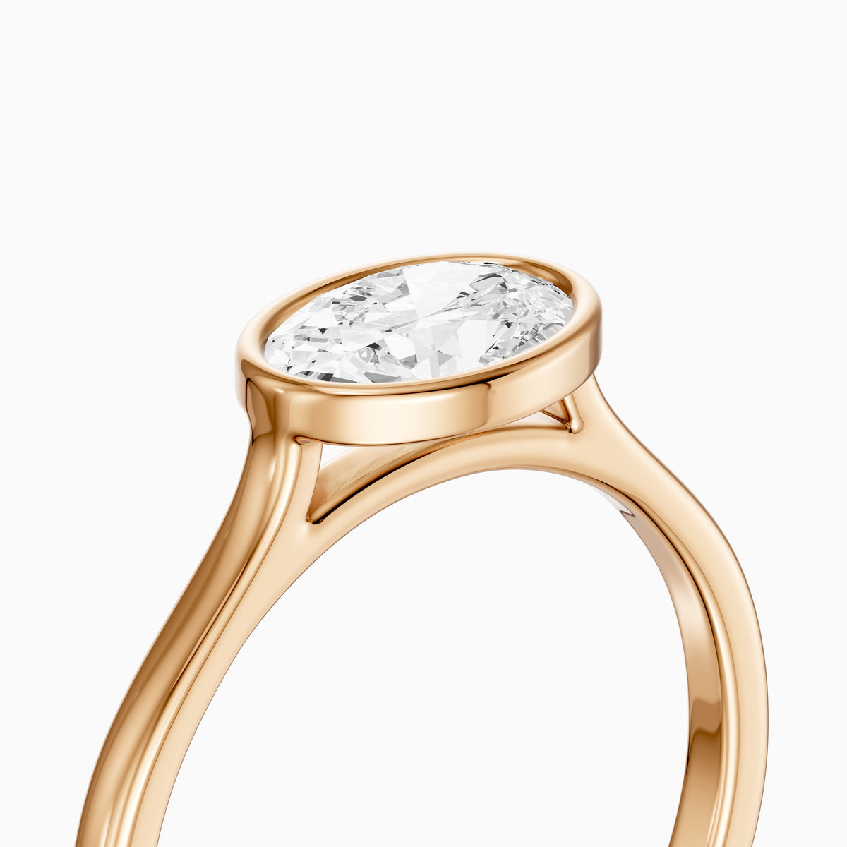 Riva East-West Oval Bezel Set Lab Grown Diamond Engagement Ring