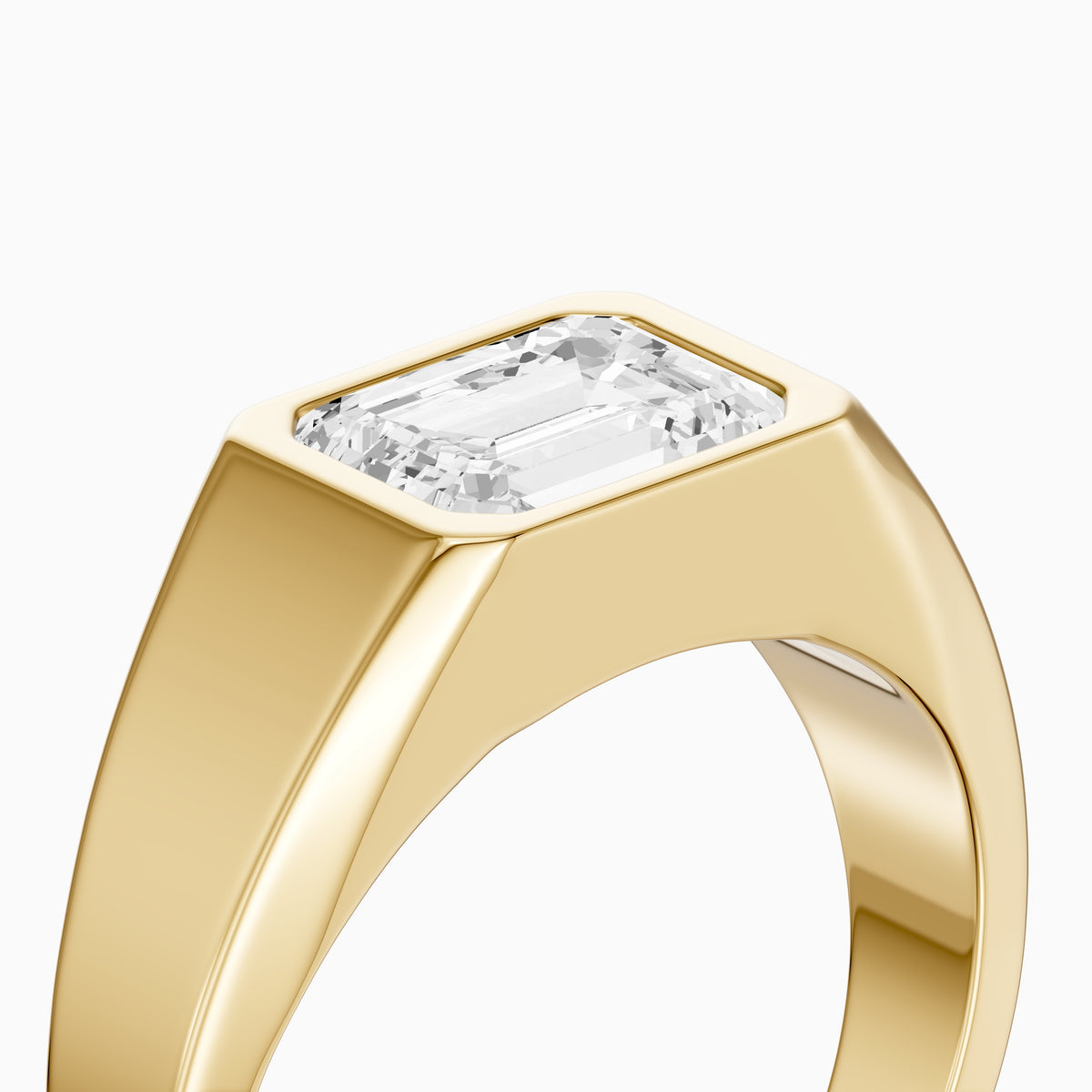 Arla East-West Emerald Bezel Set Lab Grown Diamond Engagement Ring