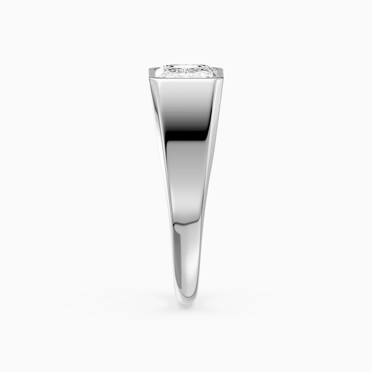 Arla East-West Emerald Bezel Set Lab Grown Diamond Engagement Ring