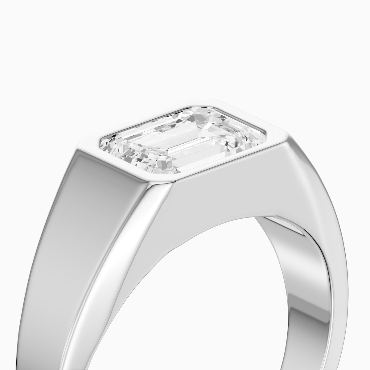 Arla East-West Emerald Bezel Set Lab Grown Diamond Engagement Ring