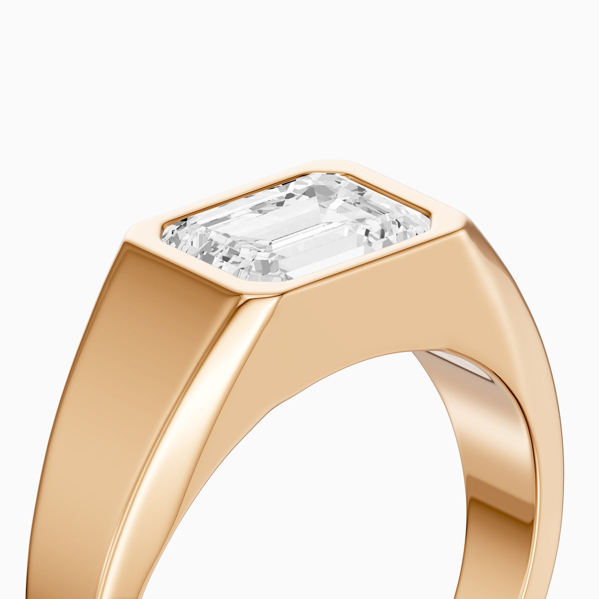 Arla East-West Emerald Bezel Set Lab Grown Diamond Engagement Ring