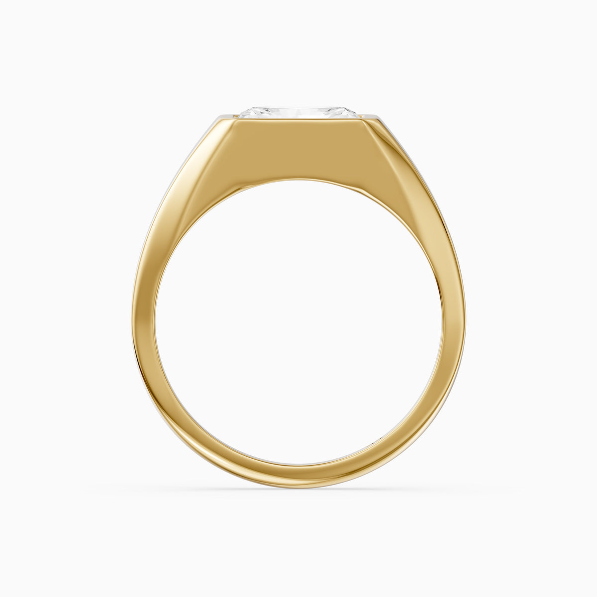 Sela Radiant Cut Bezel Set Lab Grown Diamond Signet Ring