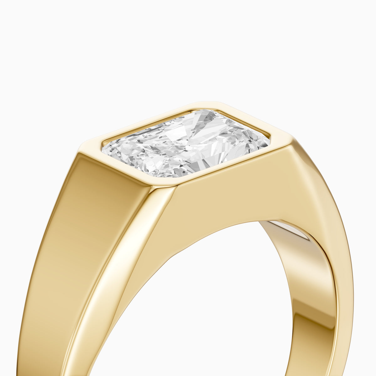 Sela Radiant Cut Bezel Set Lab Grown Diamond Signet Ring