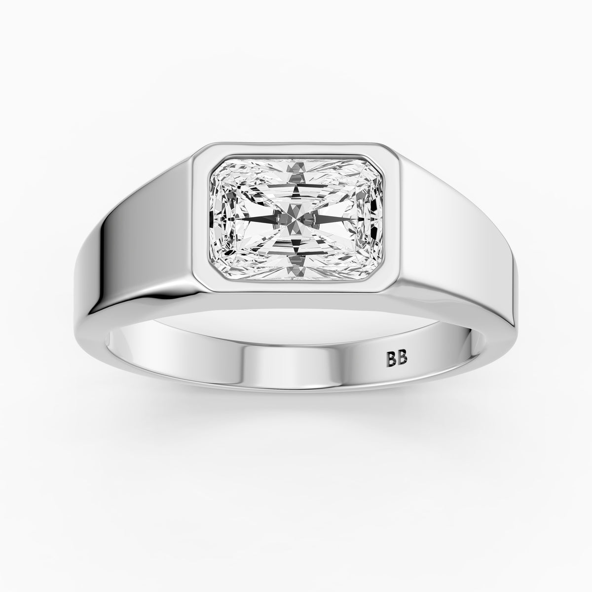 Sela Radiant Cut Bezel Set Lab Grown Diamond Signet Ring