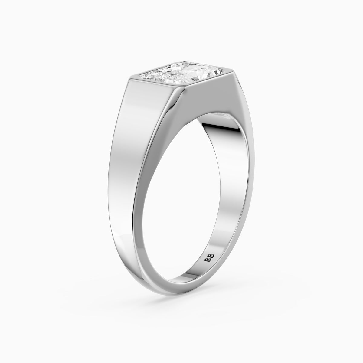 Sela Radiant Cut Bezel Set Lab Grown Diamond Signet Ring